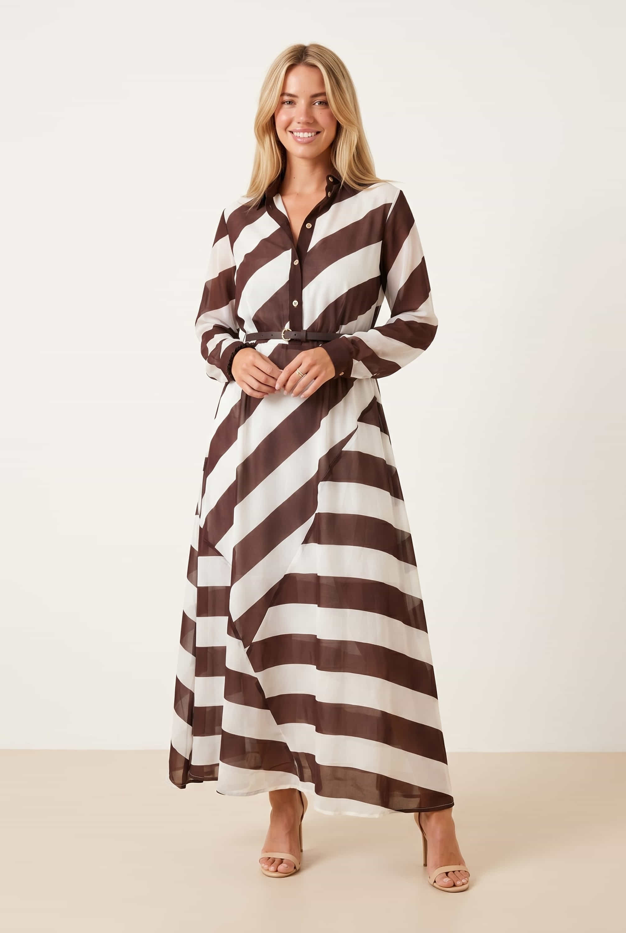 Stripe Belted Shirt Dress