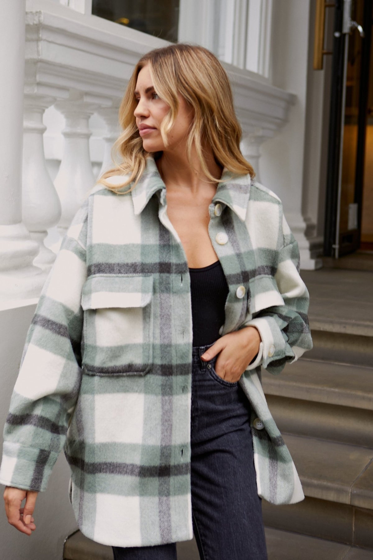 Reign Check Shacket / Khaki