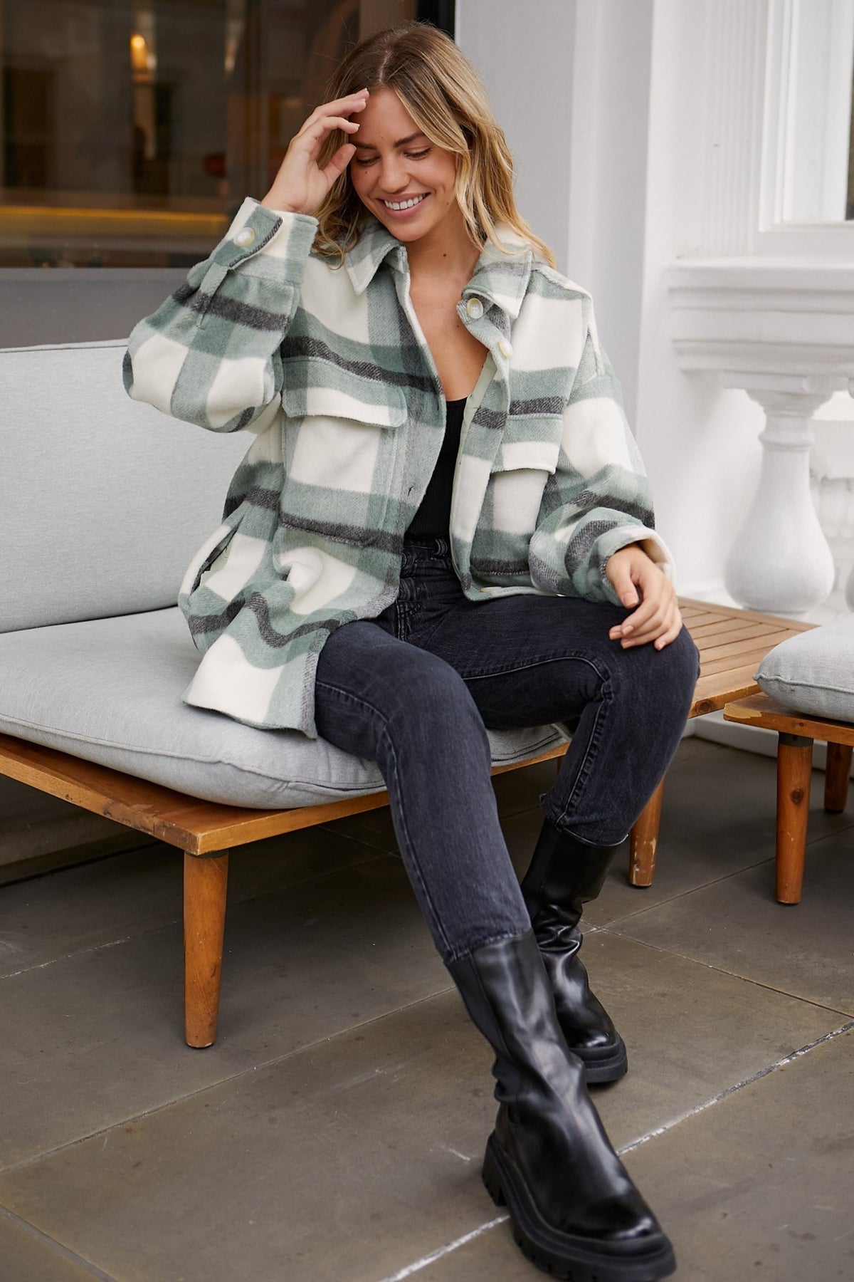 Reign Check Shacket / Khaki