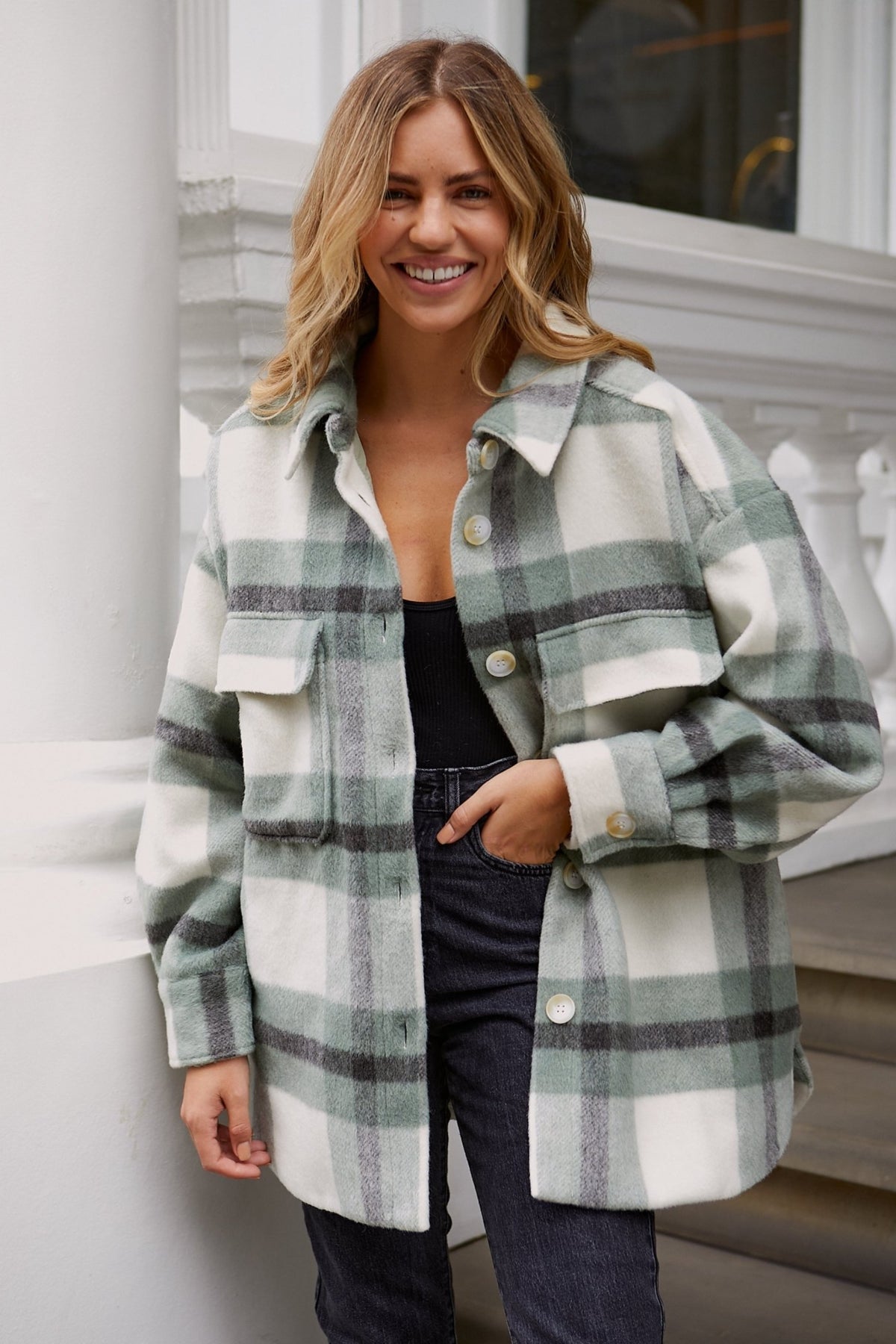 Reign Check Shacket / Khaki