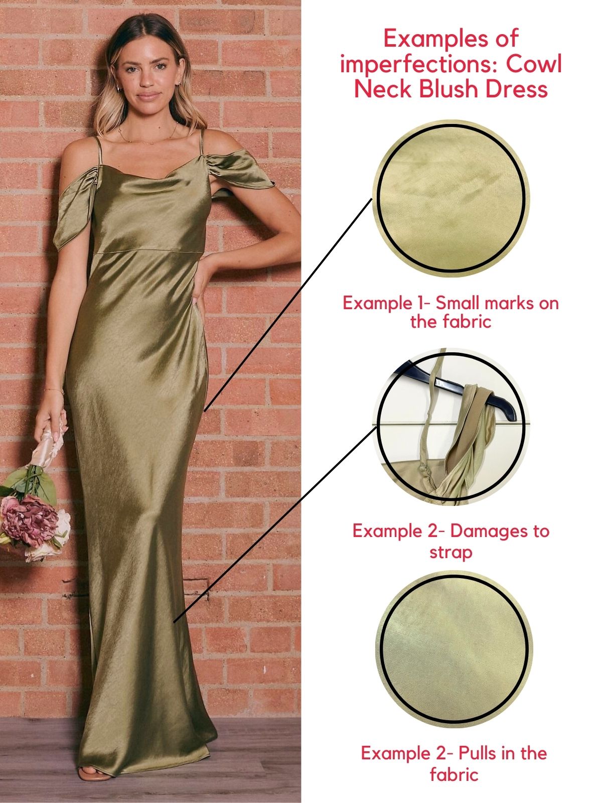 IMPERFECT Cowl Neck Maxi Satin Bridesmaid Dress / Olive Green