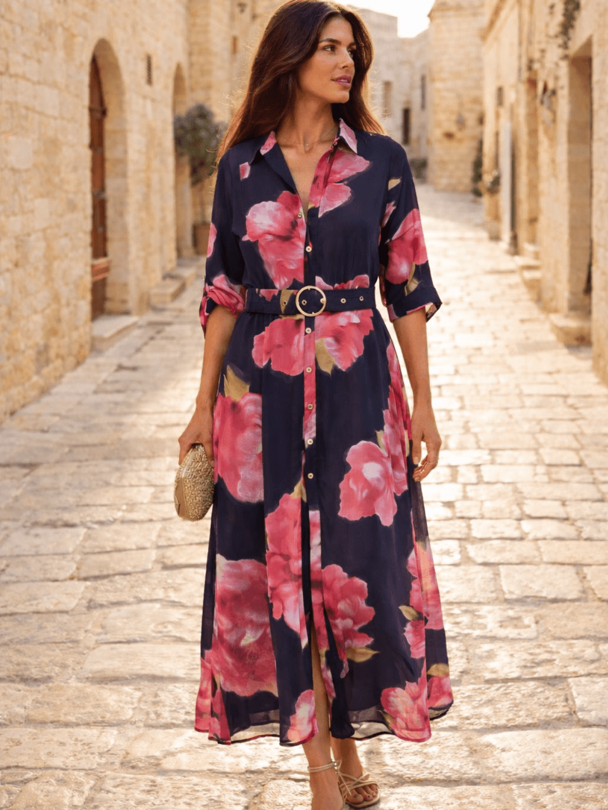 Daphne Belted Shirt Dress / Navy Floral - Style Cheat