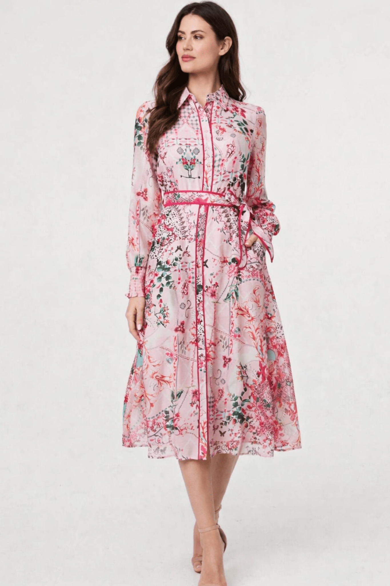 Scarf Print Shirt Dress - Style Cheat
