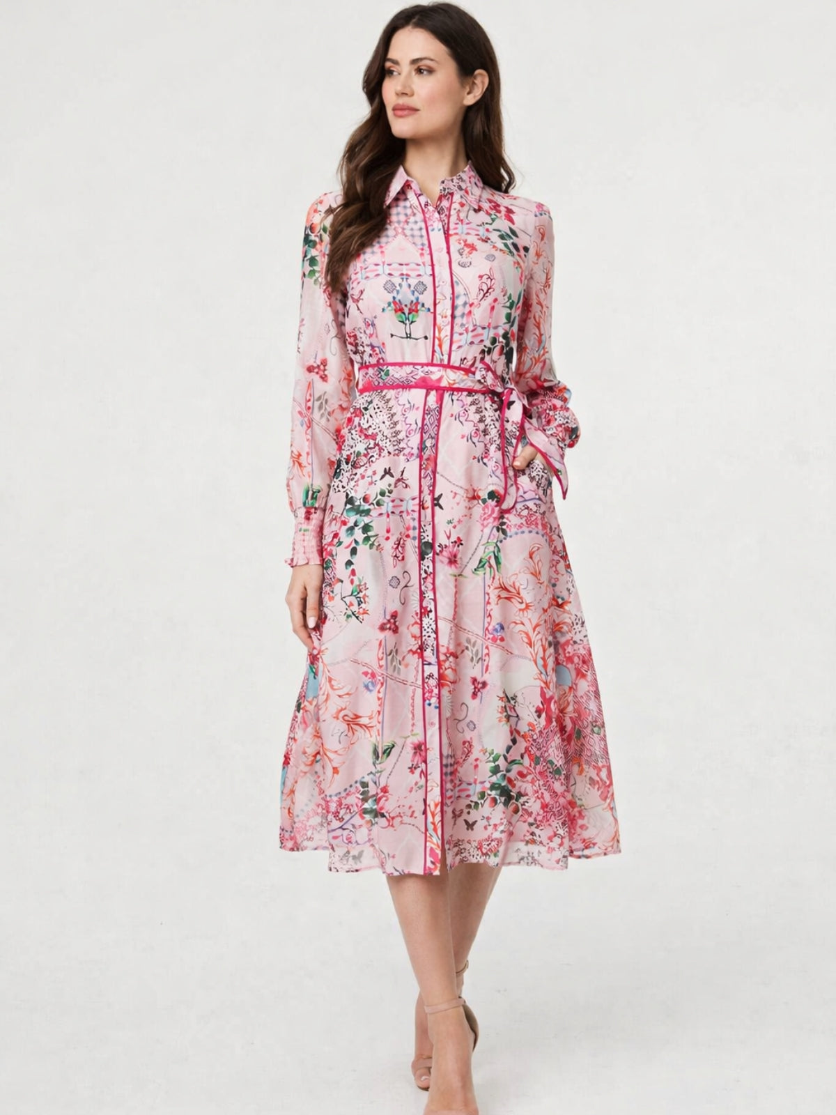 Scarf Print Shirt Dress