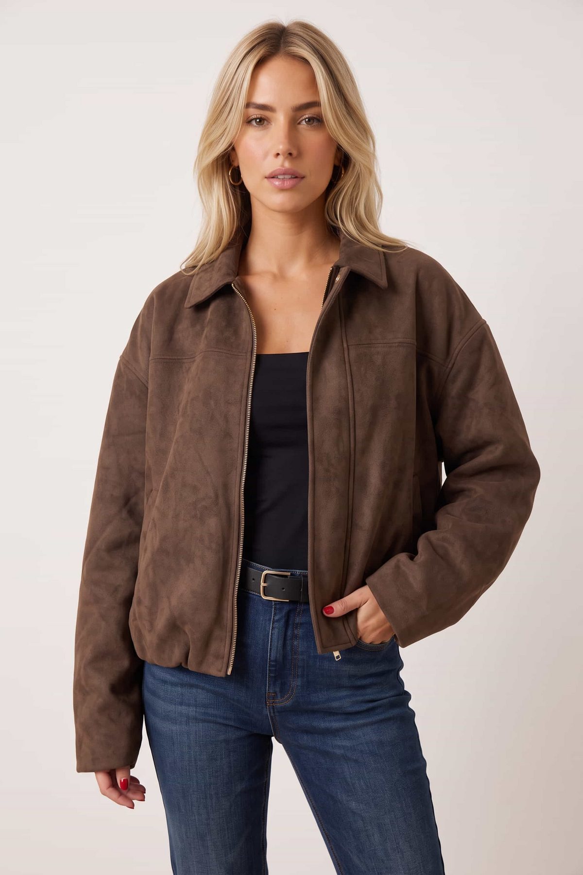 Faux Brown Suede Jacket