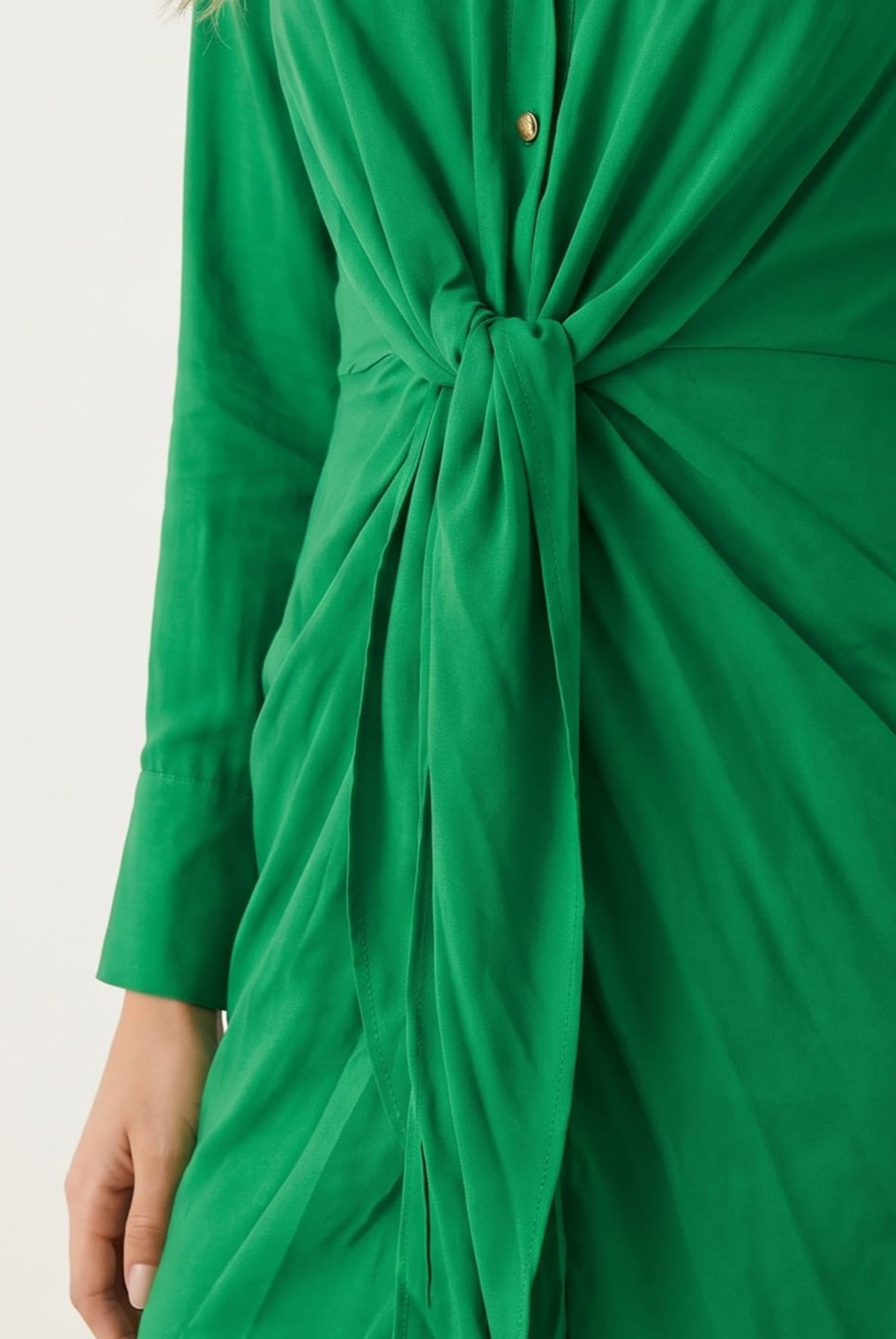Venus Tie Front Shirt Dress / Green