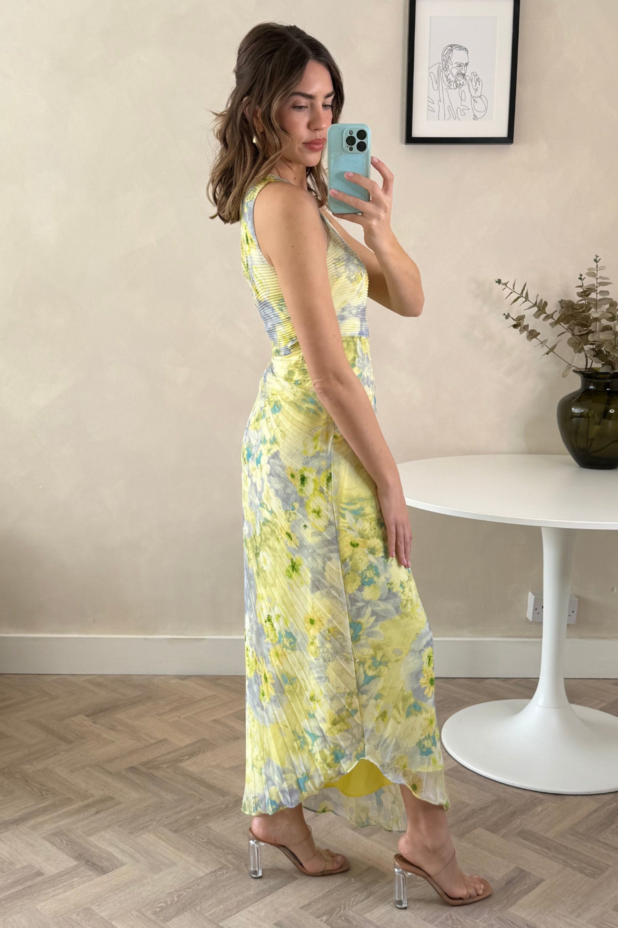 Marley Asymmetric Pleated Maxi Dress / Yellow Floral - Style Cheat
