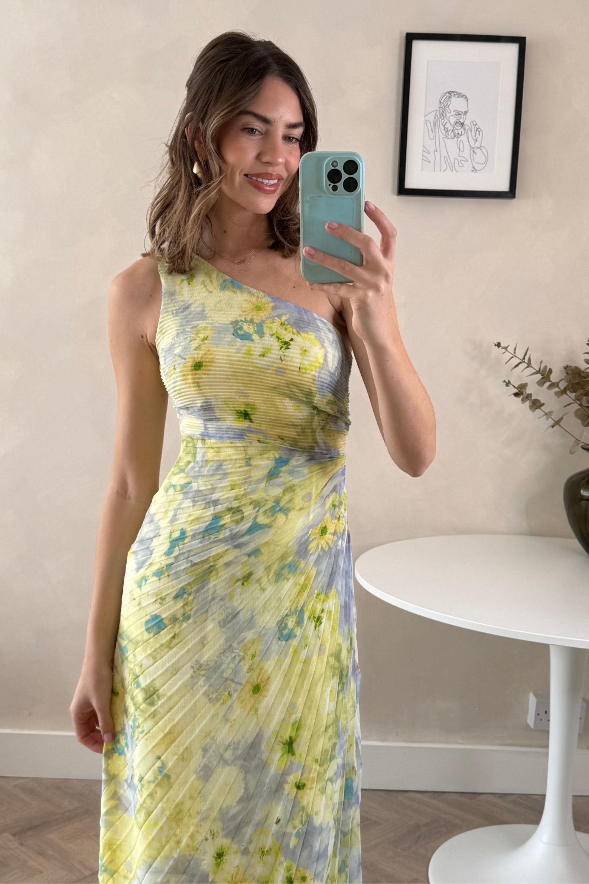 Marley Asymmetric Pleated Maxi Dress / Yellow Floral - Style Cheat