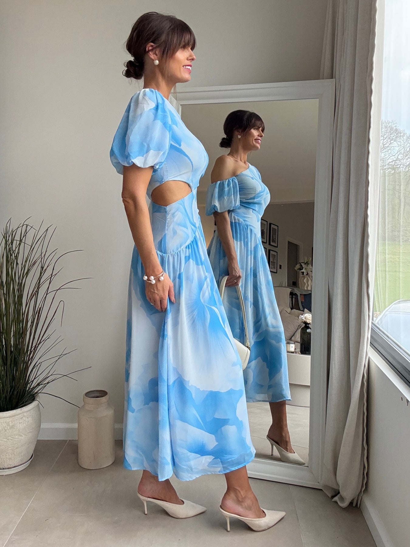 Jennifer Asymmetric Cut Out Dress in Blue