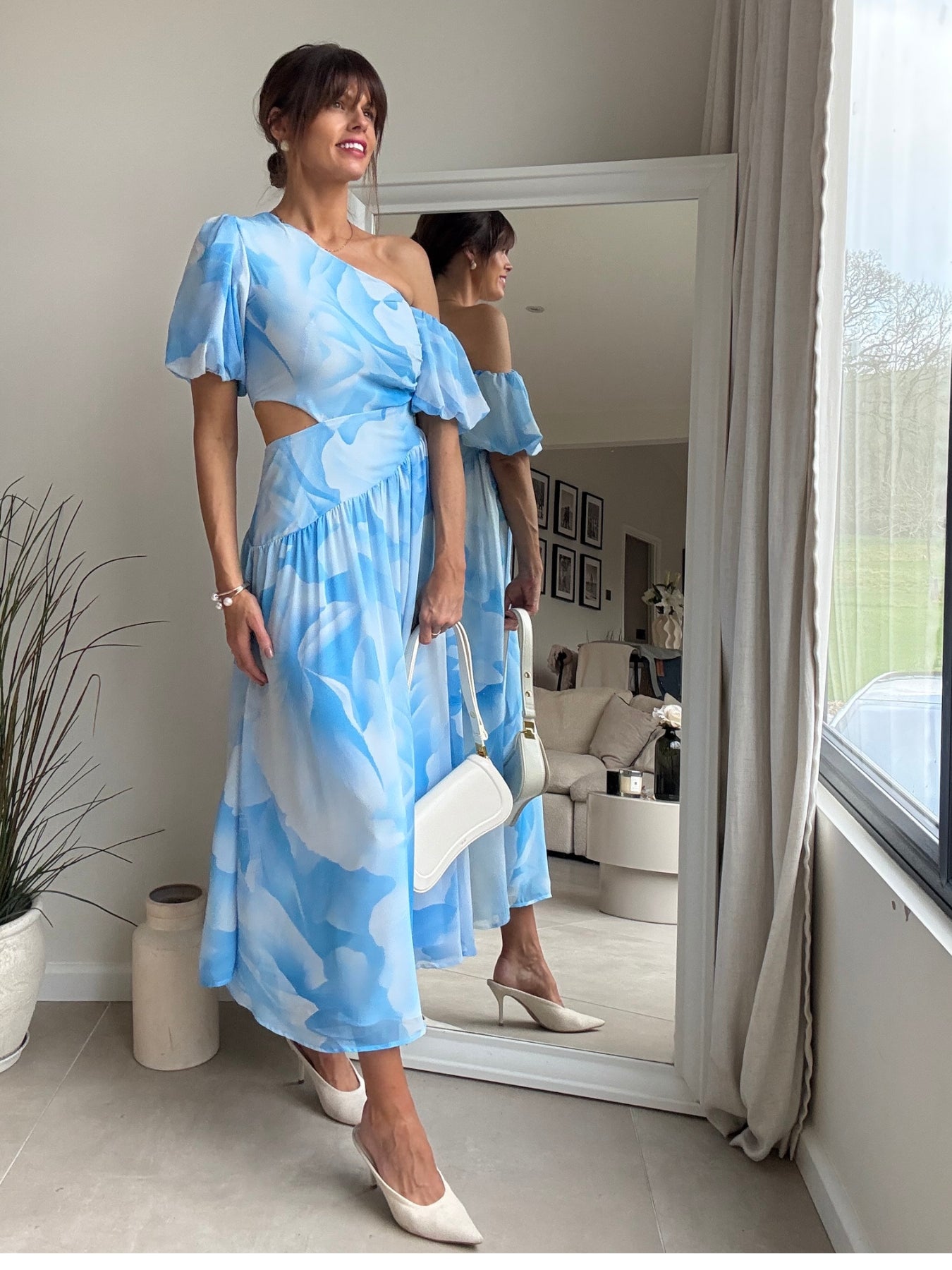 Jennifer Asymmetric Cut Out Dress in Blue