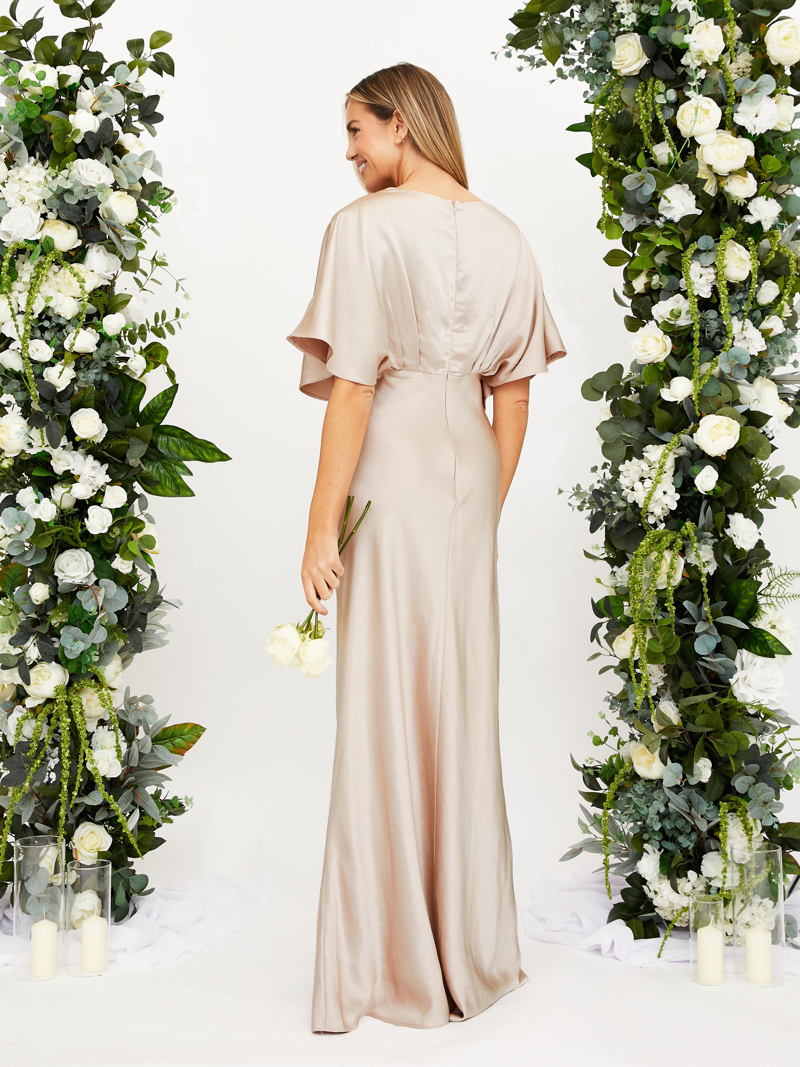 Champagne long 2025 sleeve bridesmaid dresses