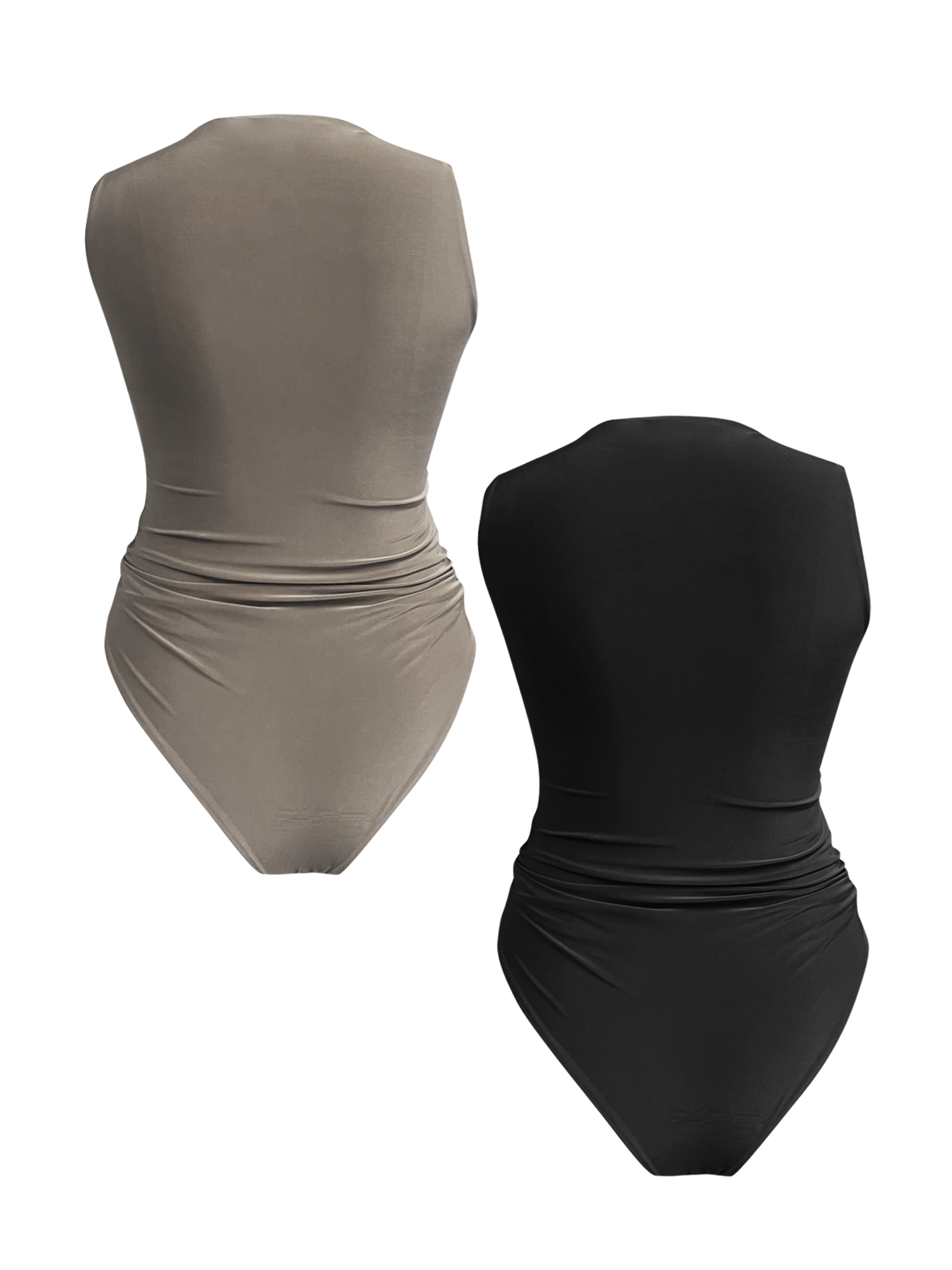 Ruched Bodysuit Two Pack | Bodysuits in Mocha & Black