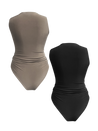 Ruched Bodysuit Two Pack | Bodysuits in Mocha & Black