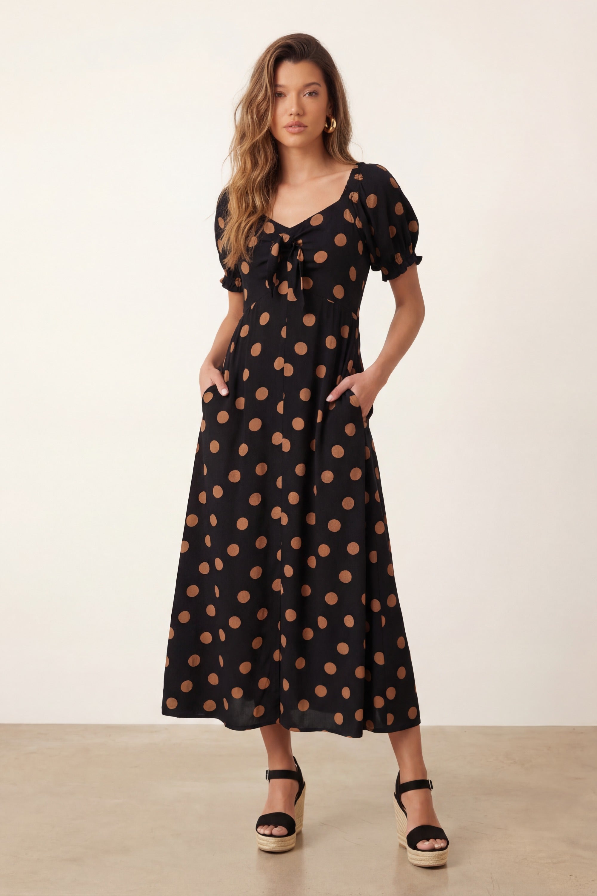 Tie Front Spot Dress