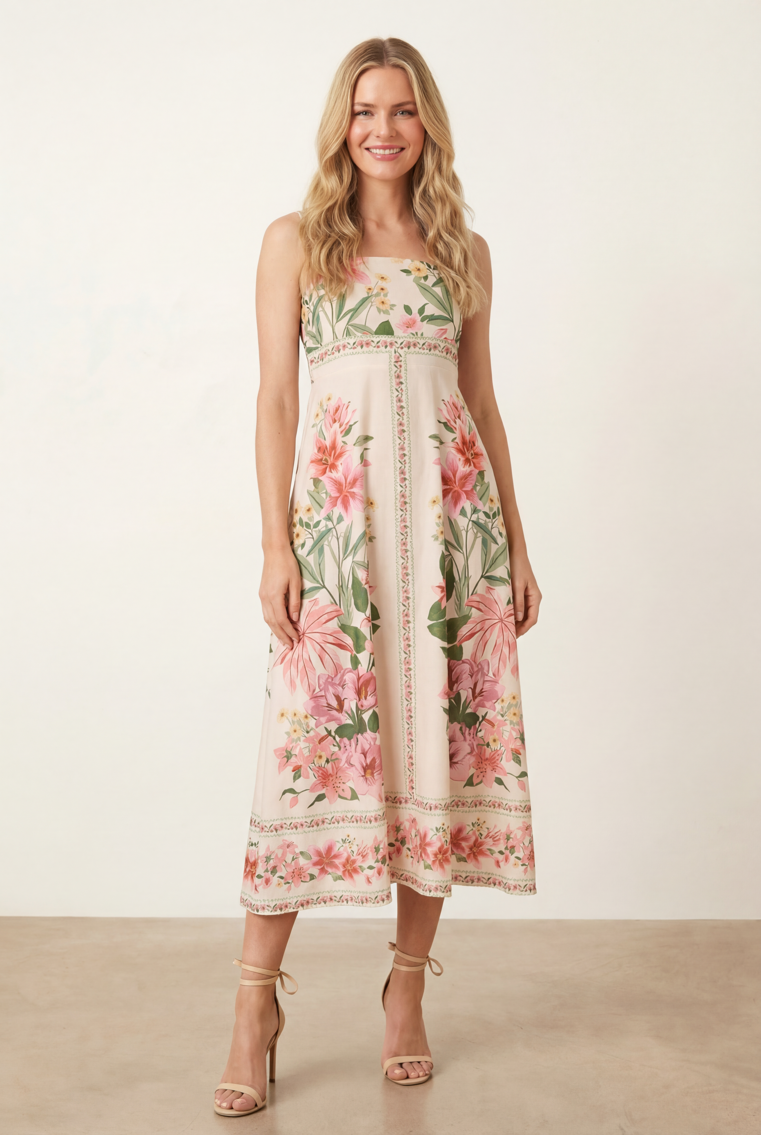 Strappy Scarf Print Floral Dress