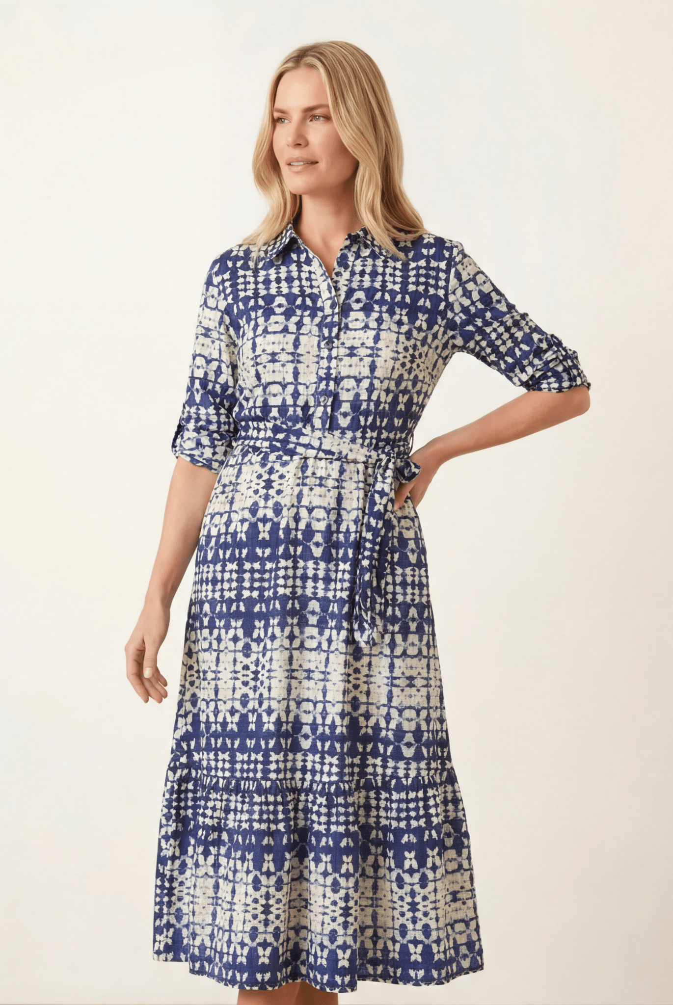 Blue Belted Shirt Dress - Style Cheat