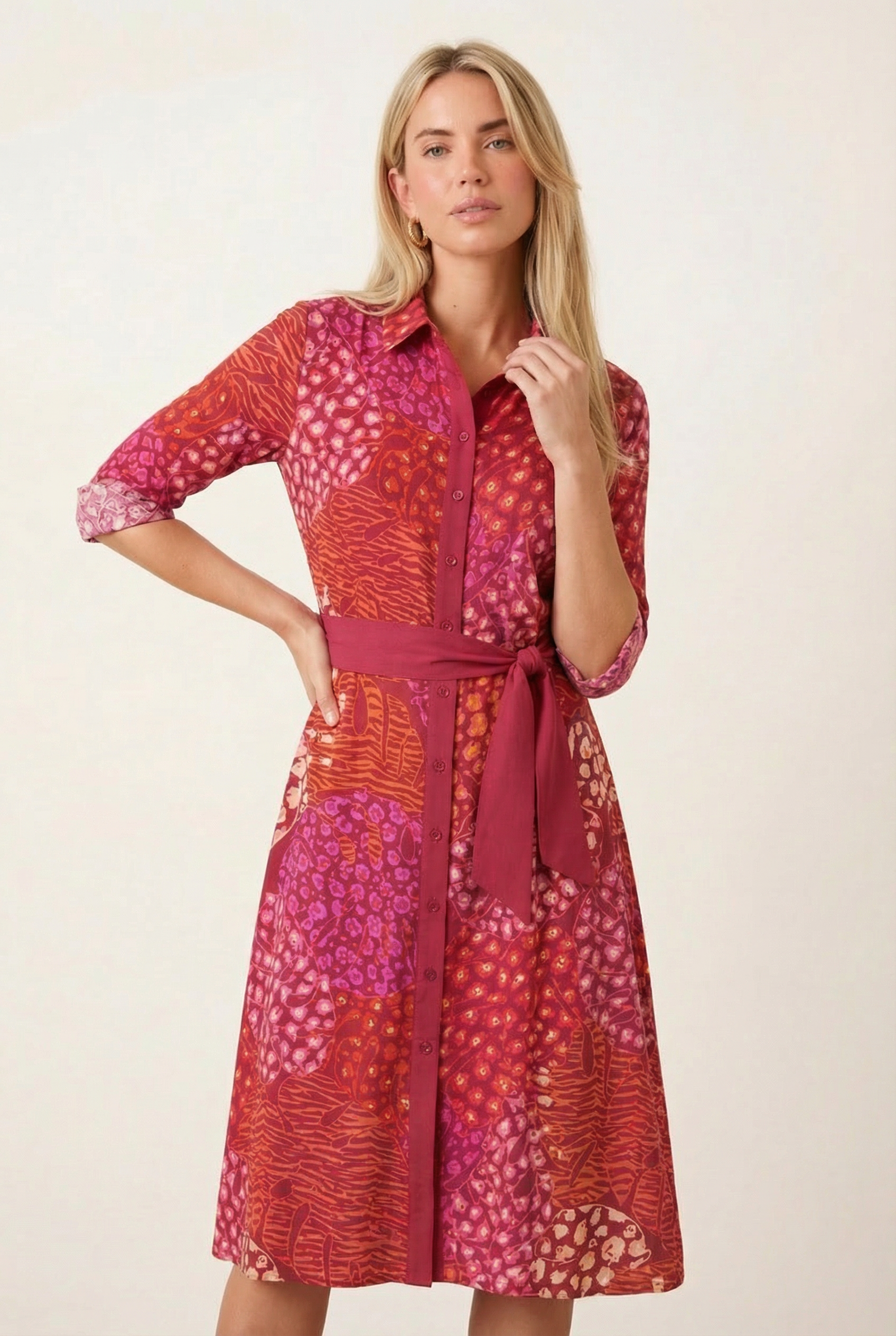 Animal Pink Shirt Dress