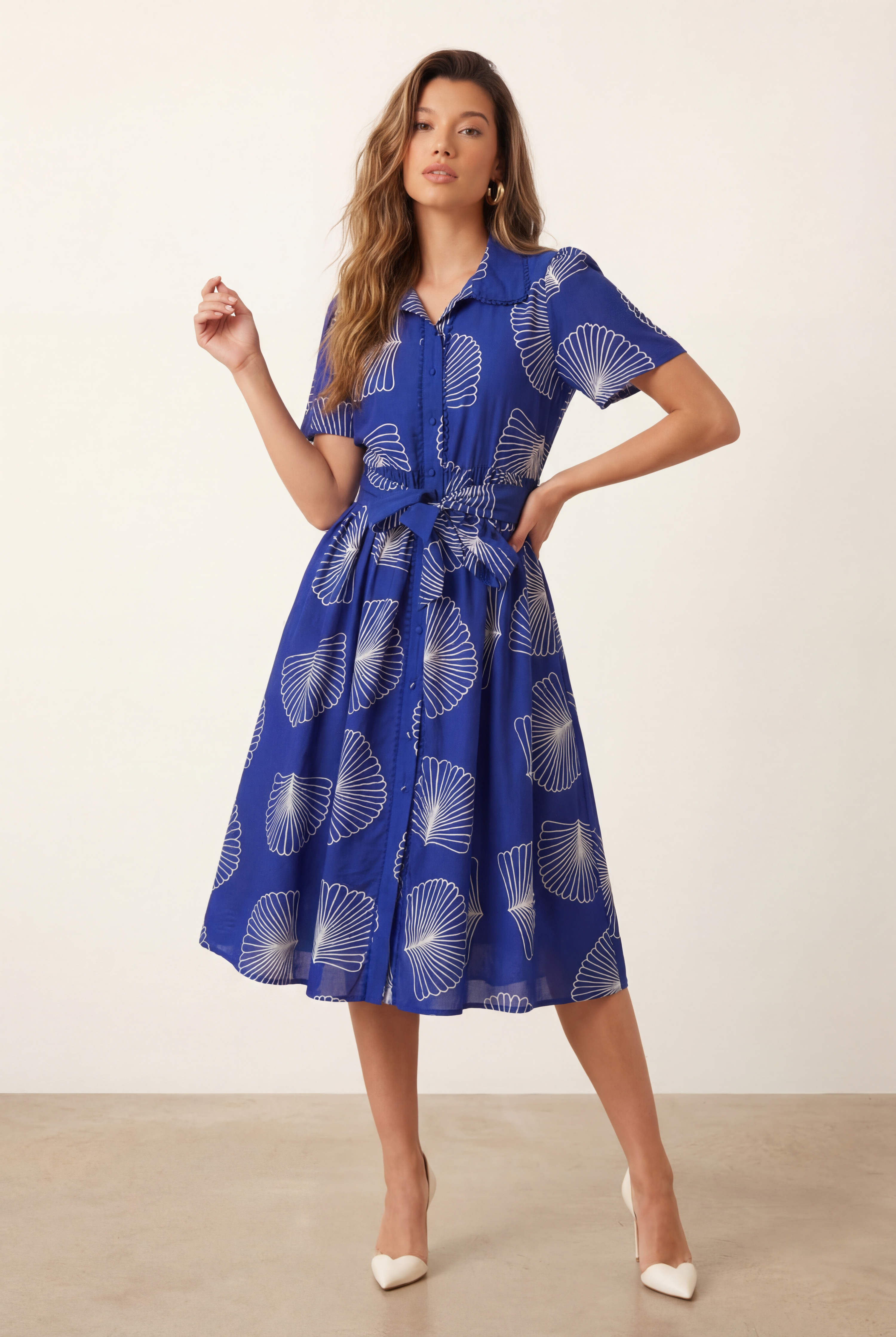 Cobalt Tie Front Shirt Dress
