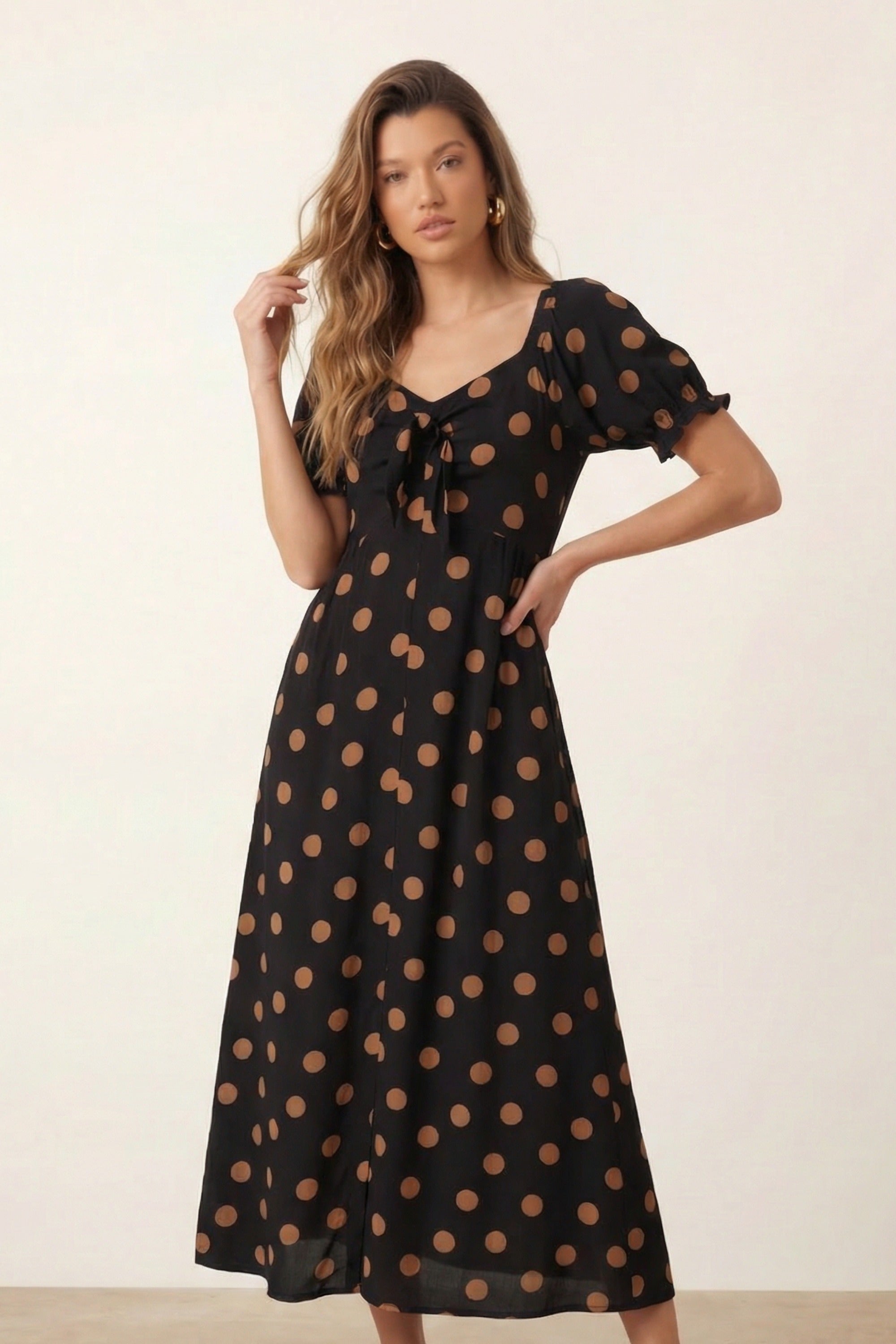 Tie Front Spot Dress
