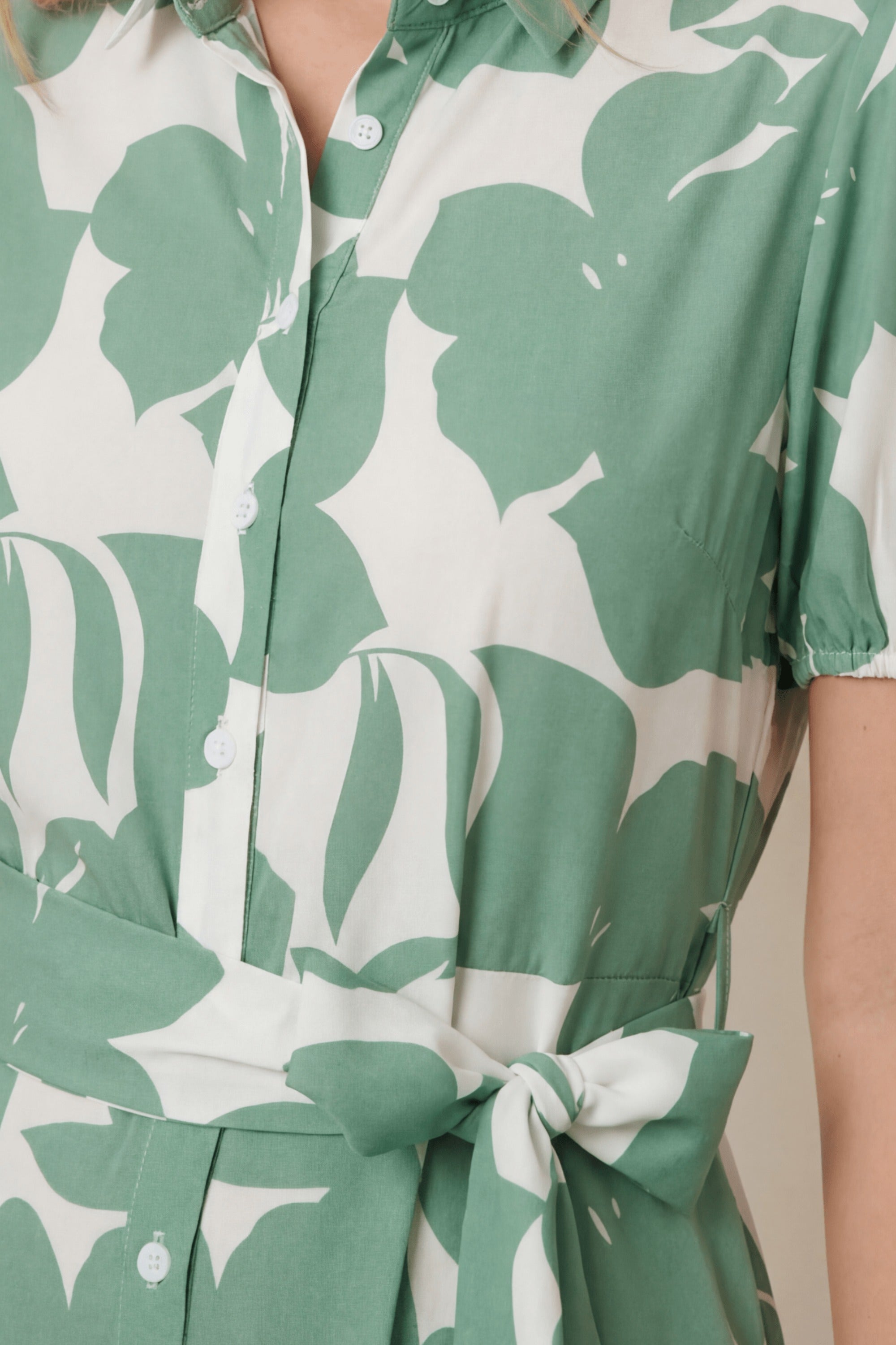Green Tie Front Shirt Dress - Style Cheat