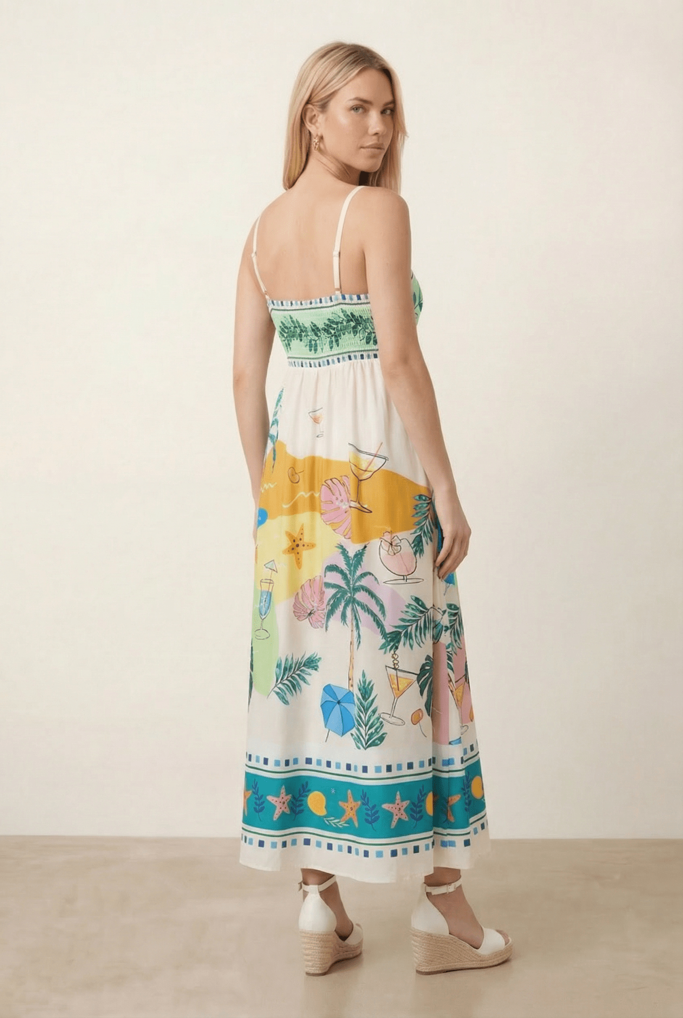 Placement Print Tropical Midi Dress - Style Cheat