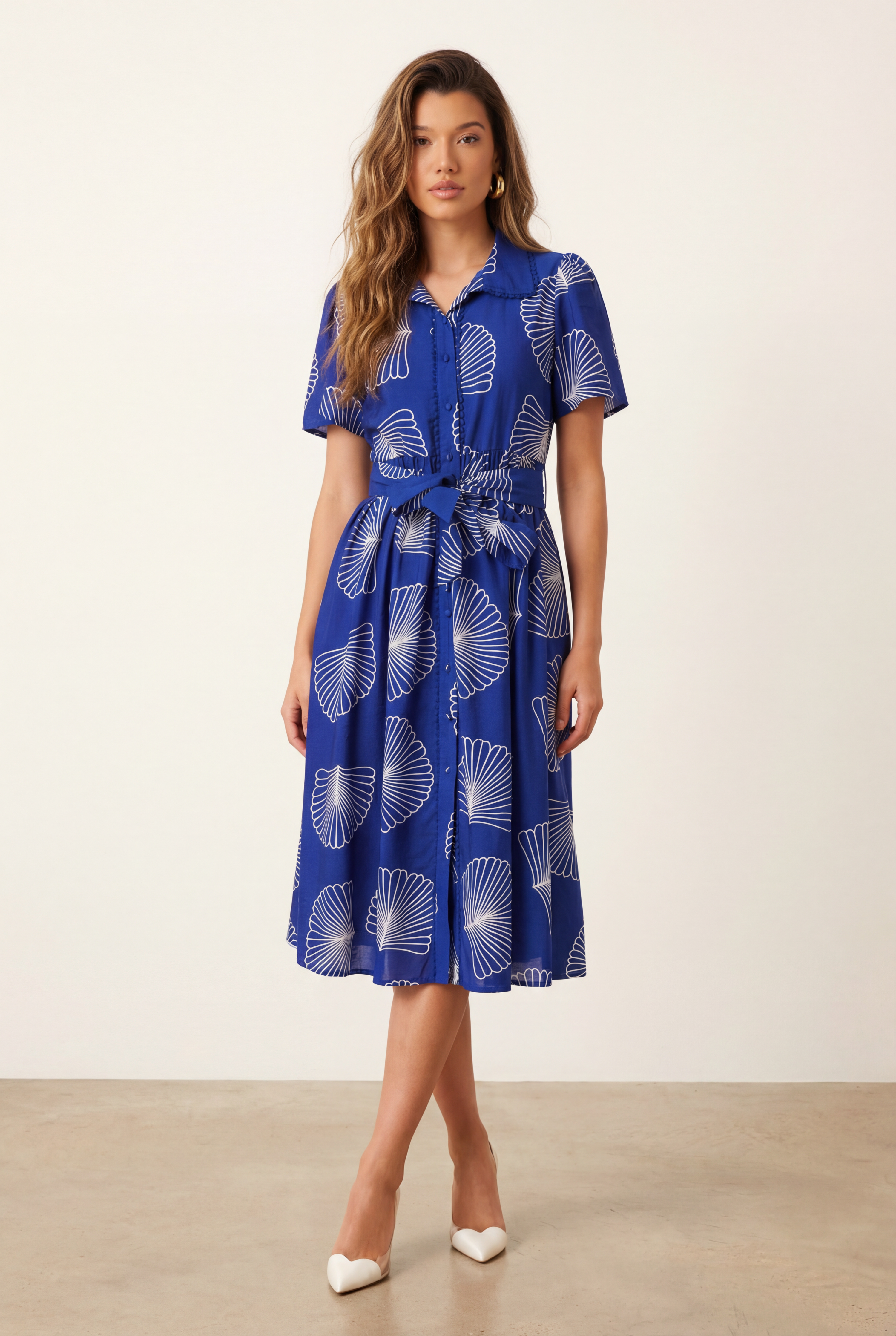 Cobalt Tie Front Shirt Dress