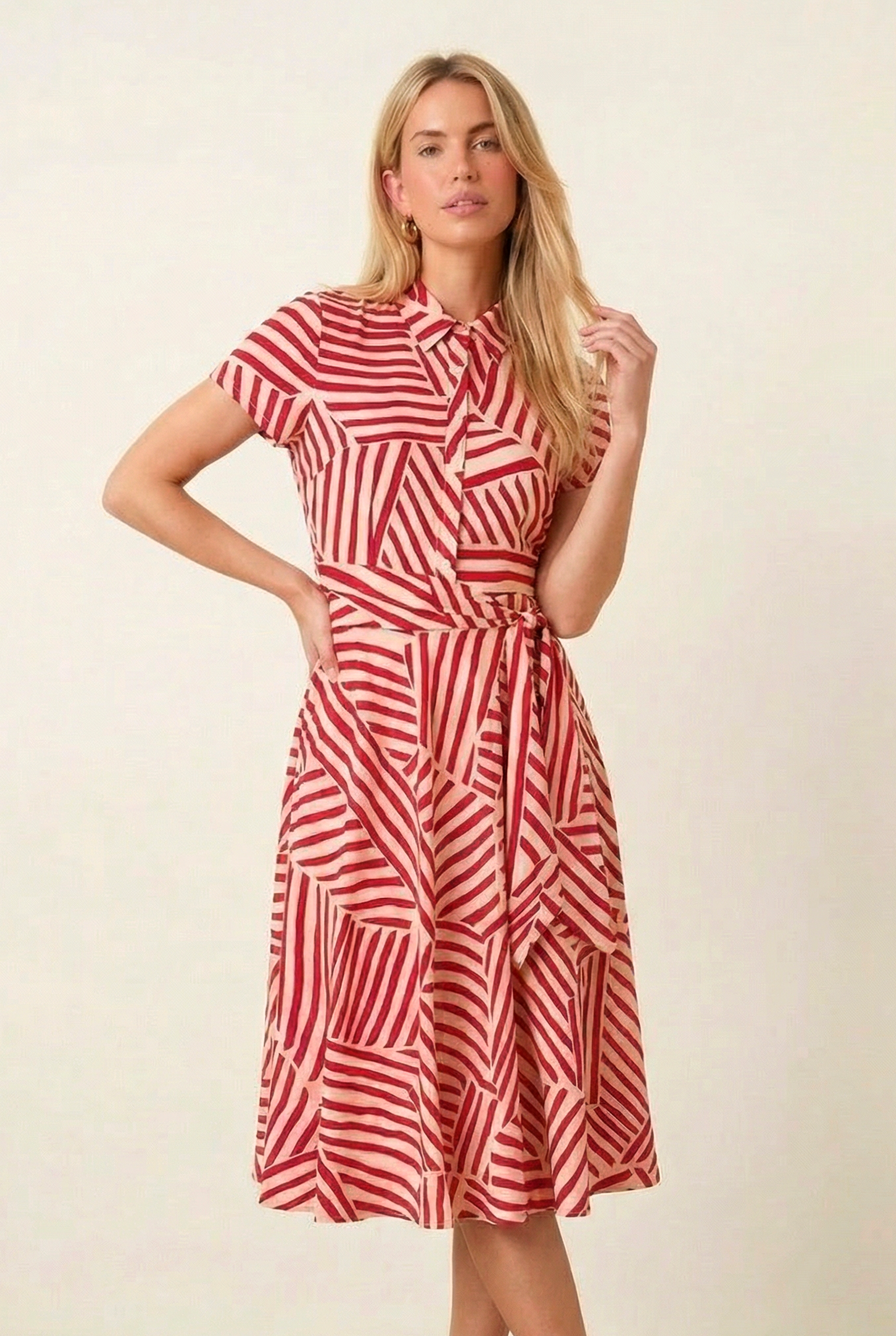 Red Stripe Shirt Dress