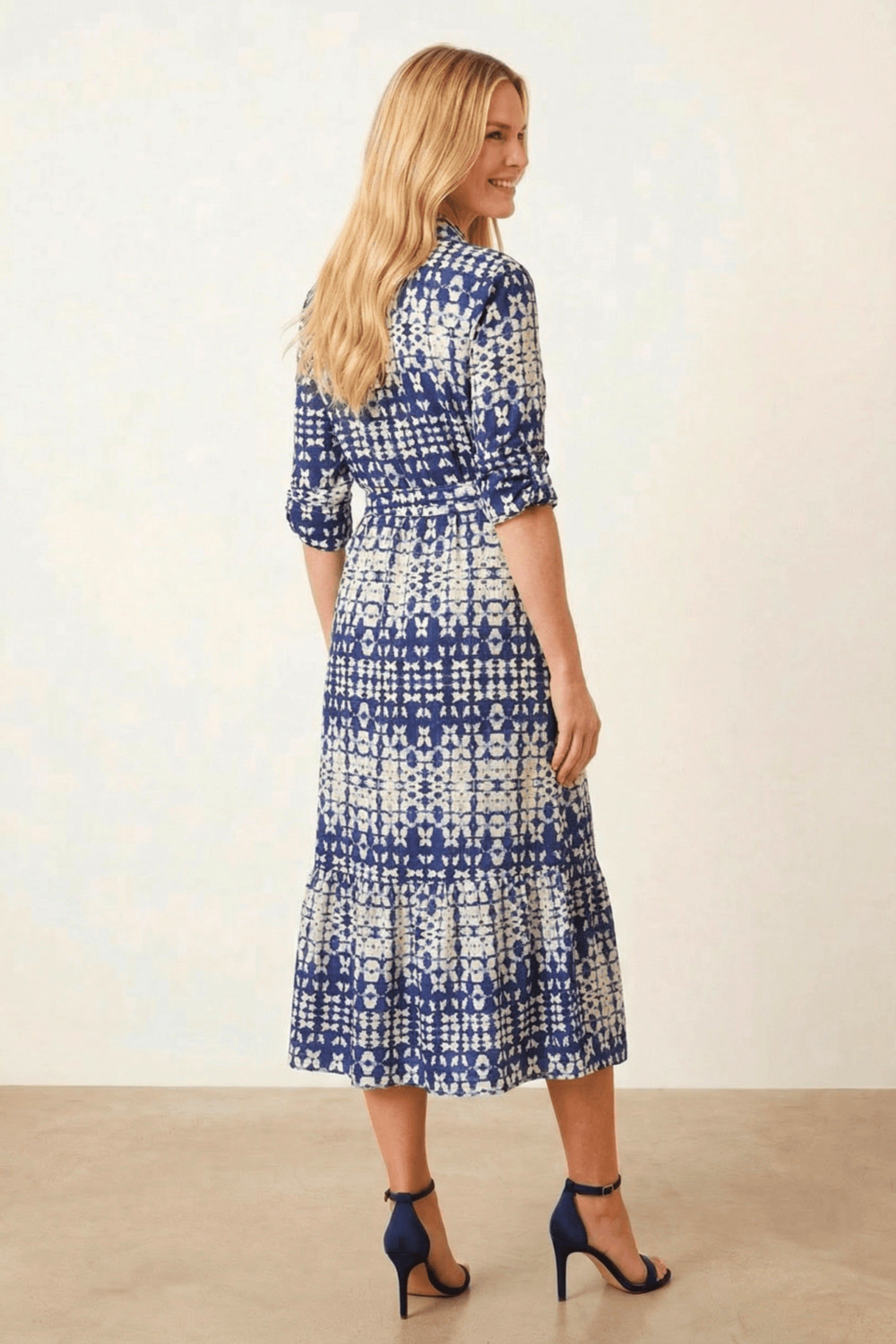 Blue Belted Shirt Dress - Style Cheat