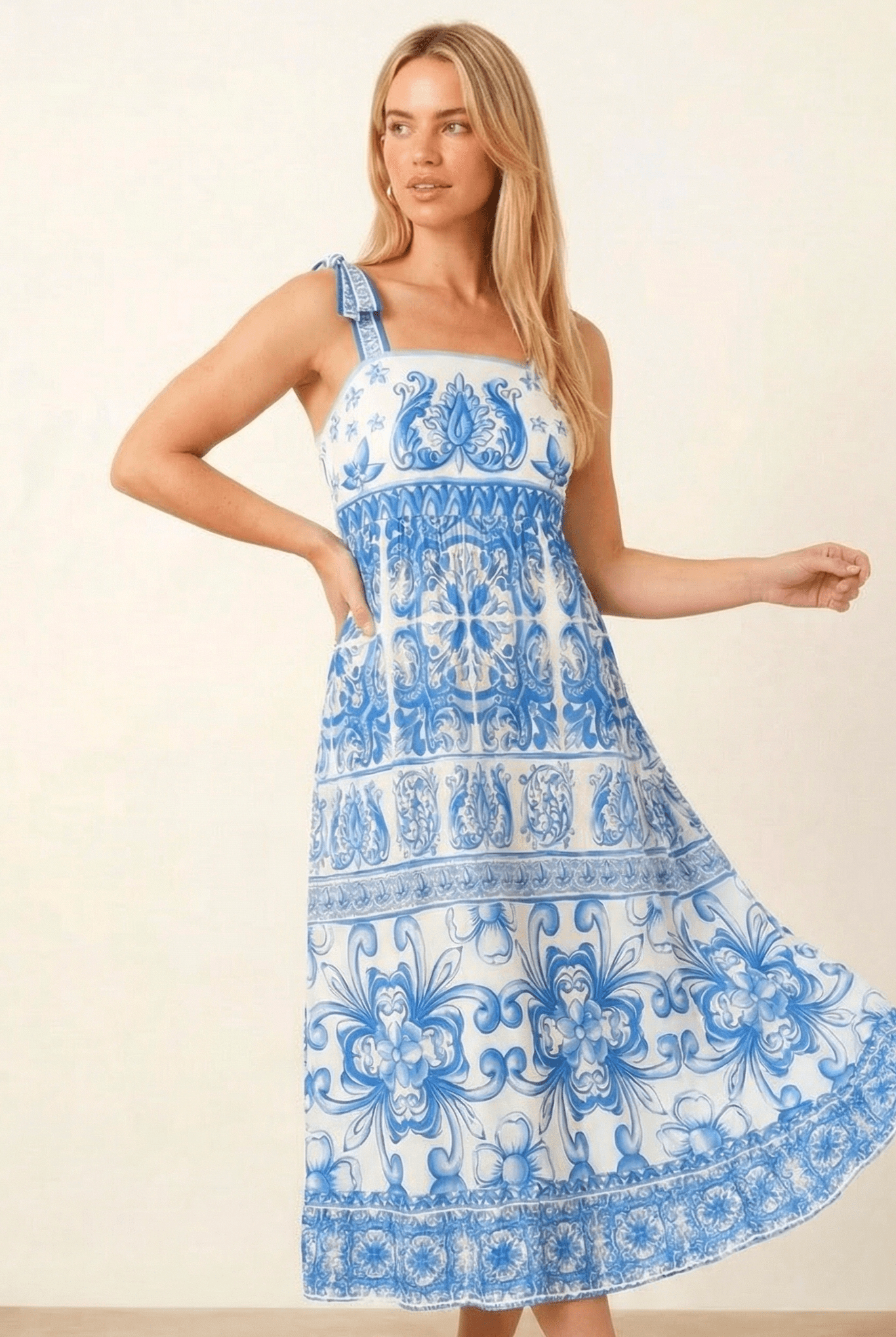 Strappy Blue Midi Dress - Style Cheat