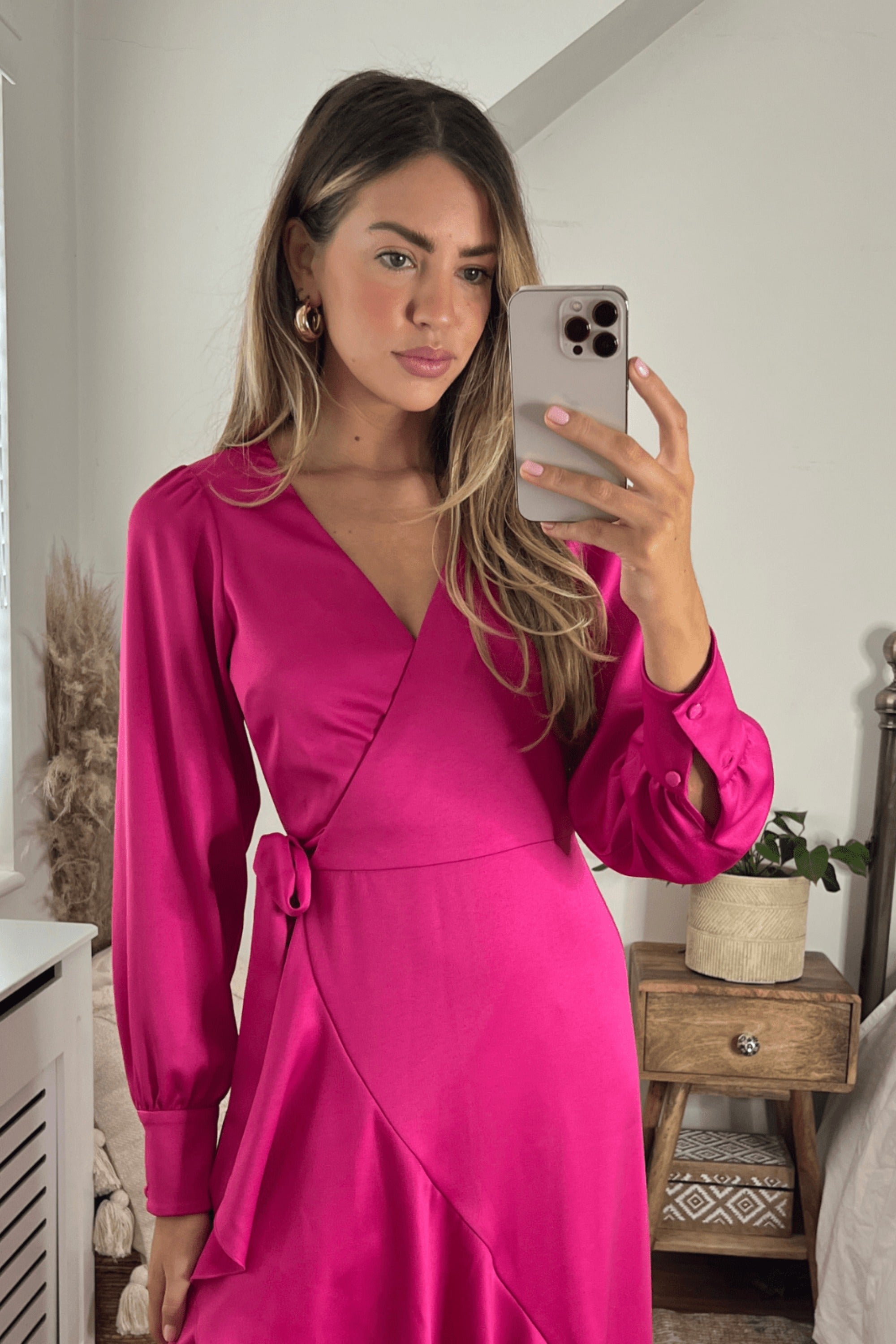 Charlotte Wrap Midi Dress / Pink - Style Cheat