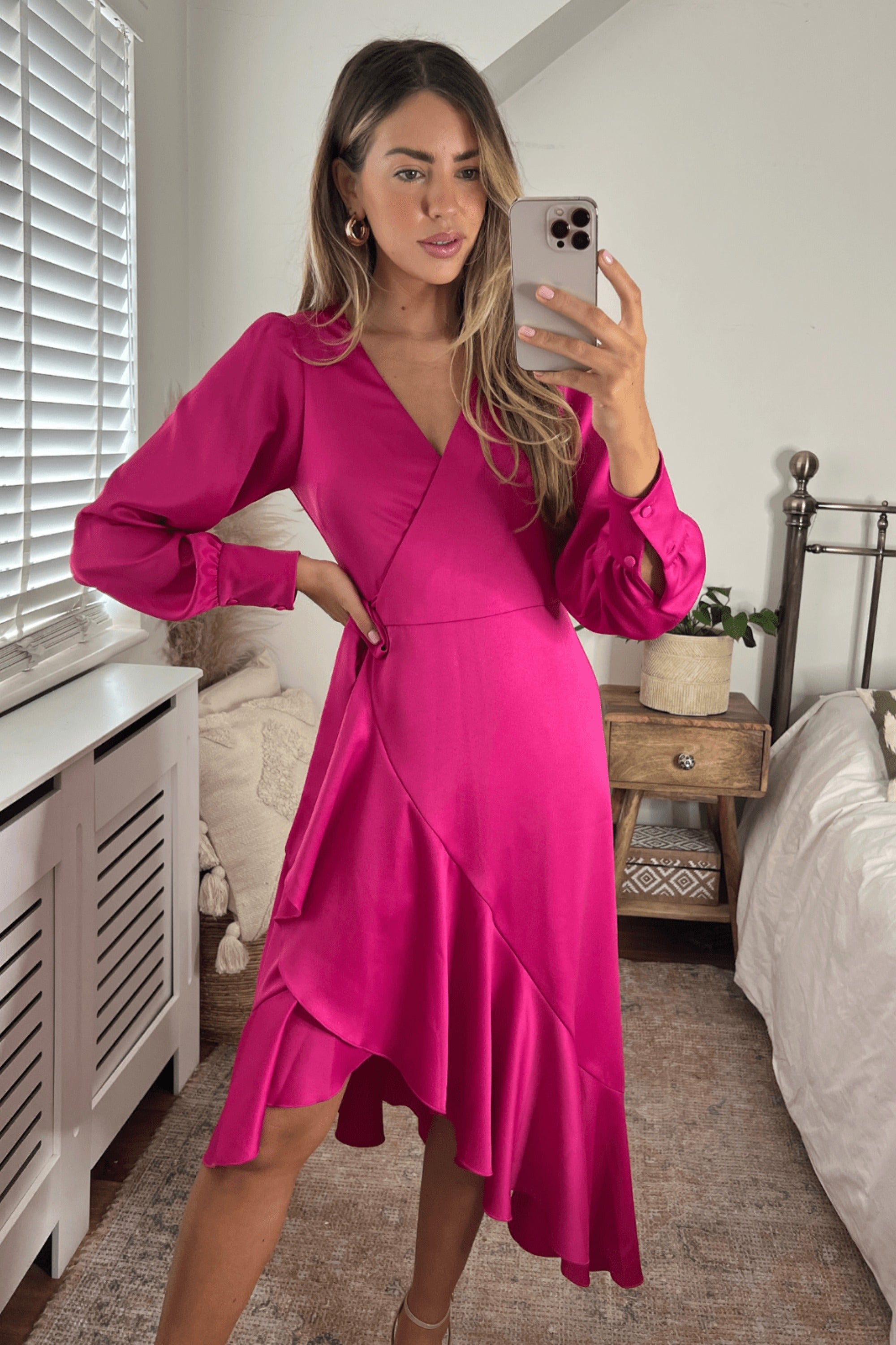 Charlotte Wrap Midi Dress / Pink - Style Cheat