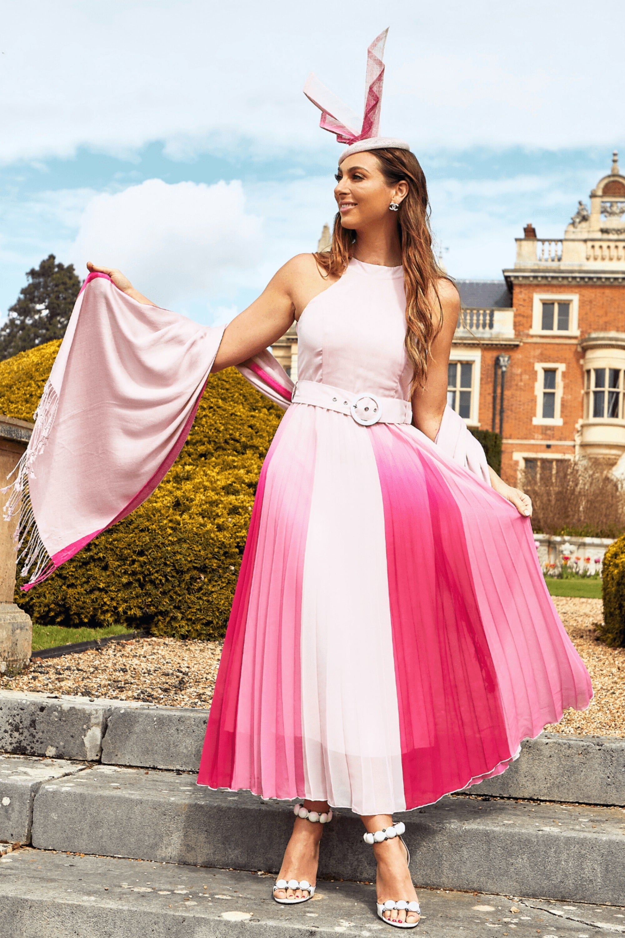 Luisa Belted Pleated Maxi Dress / Ombre - Style Cheat