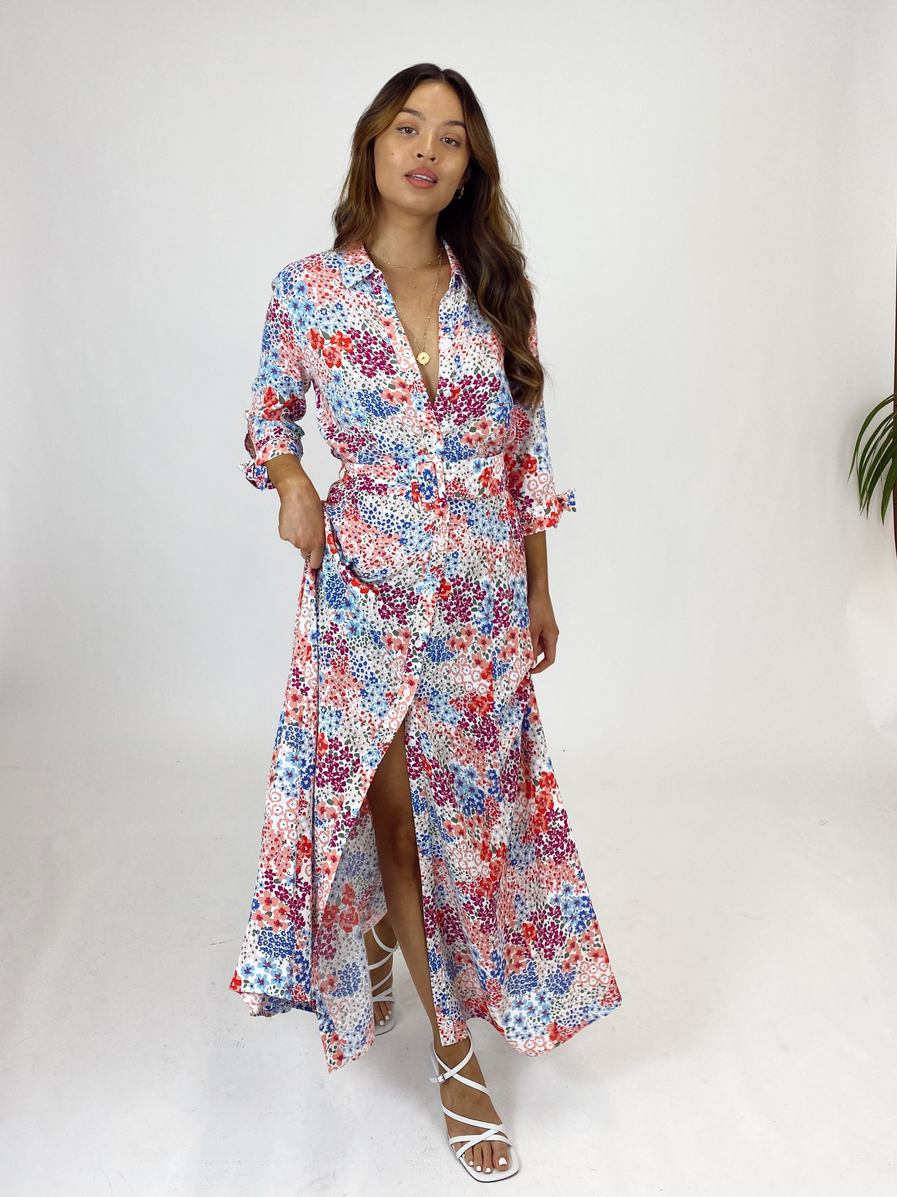 Style Cheat Red Floral Shirt Dress 8