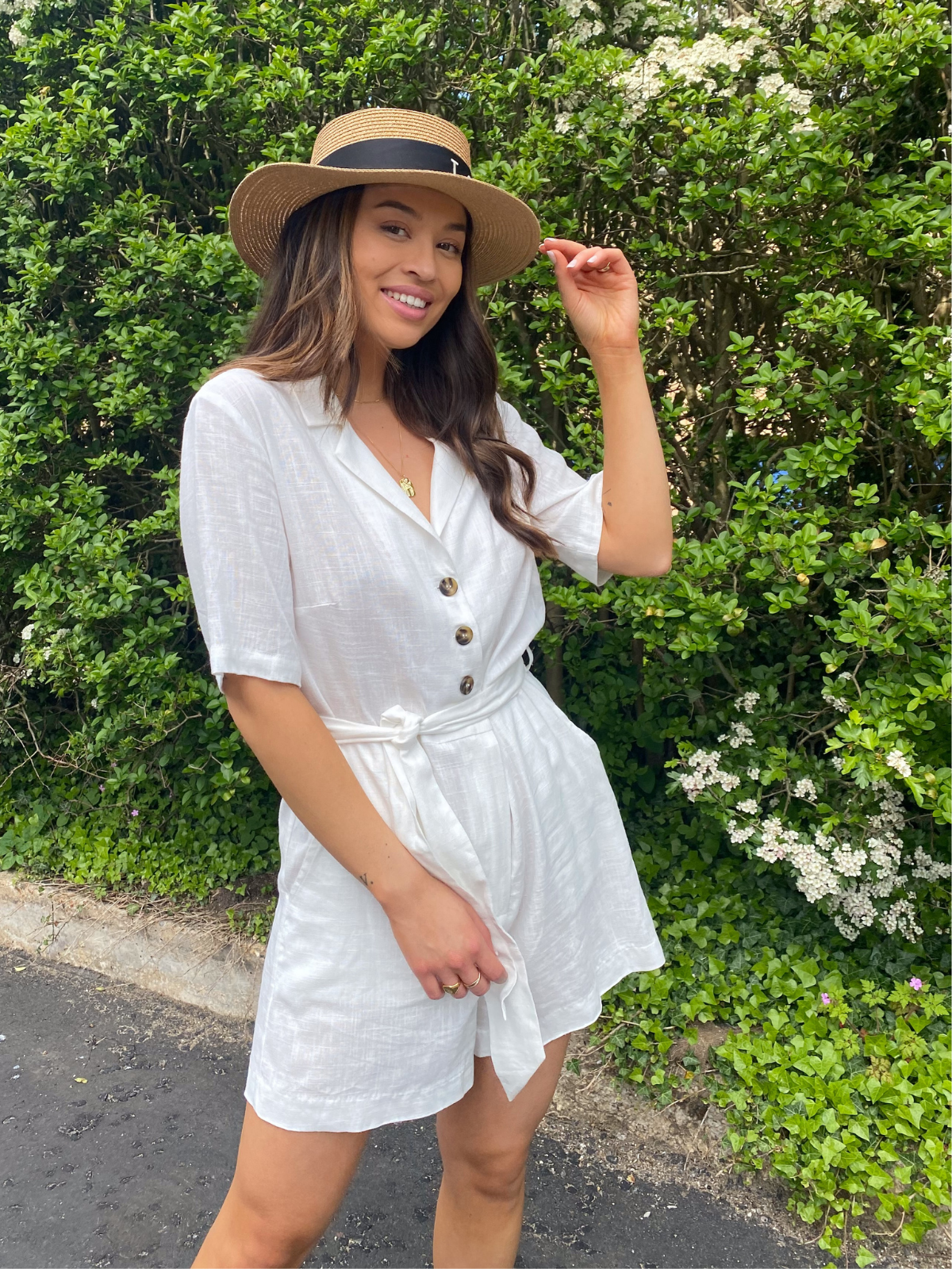 White 2024 button playsuit