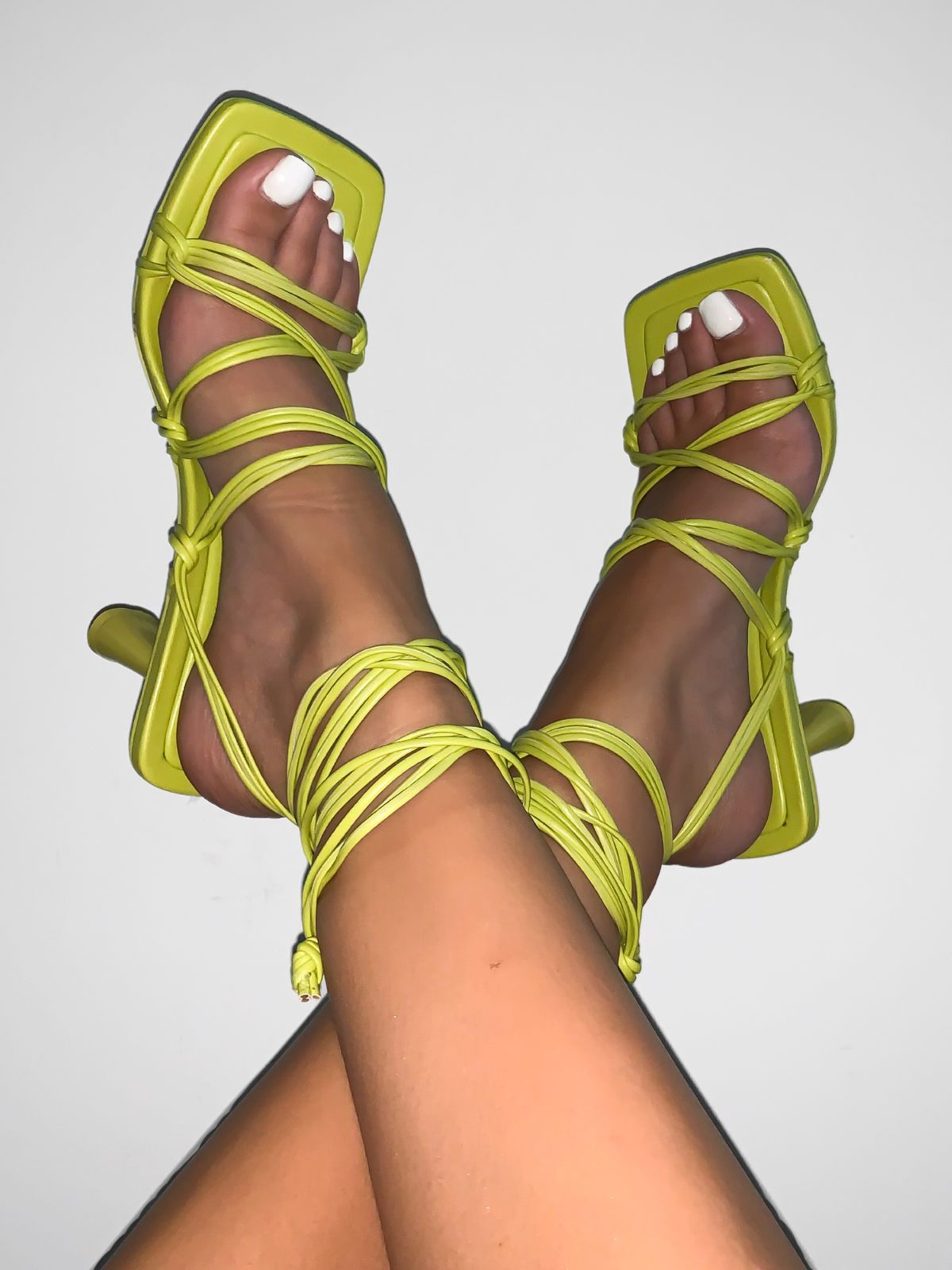 Sandals High Heels Strappy - Neon Yellow Green Lime- size 6 | eBay