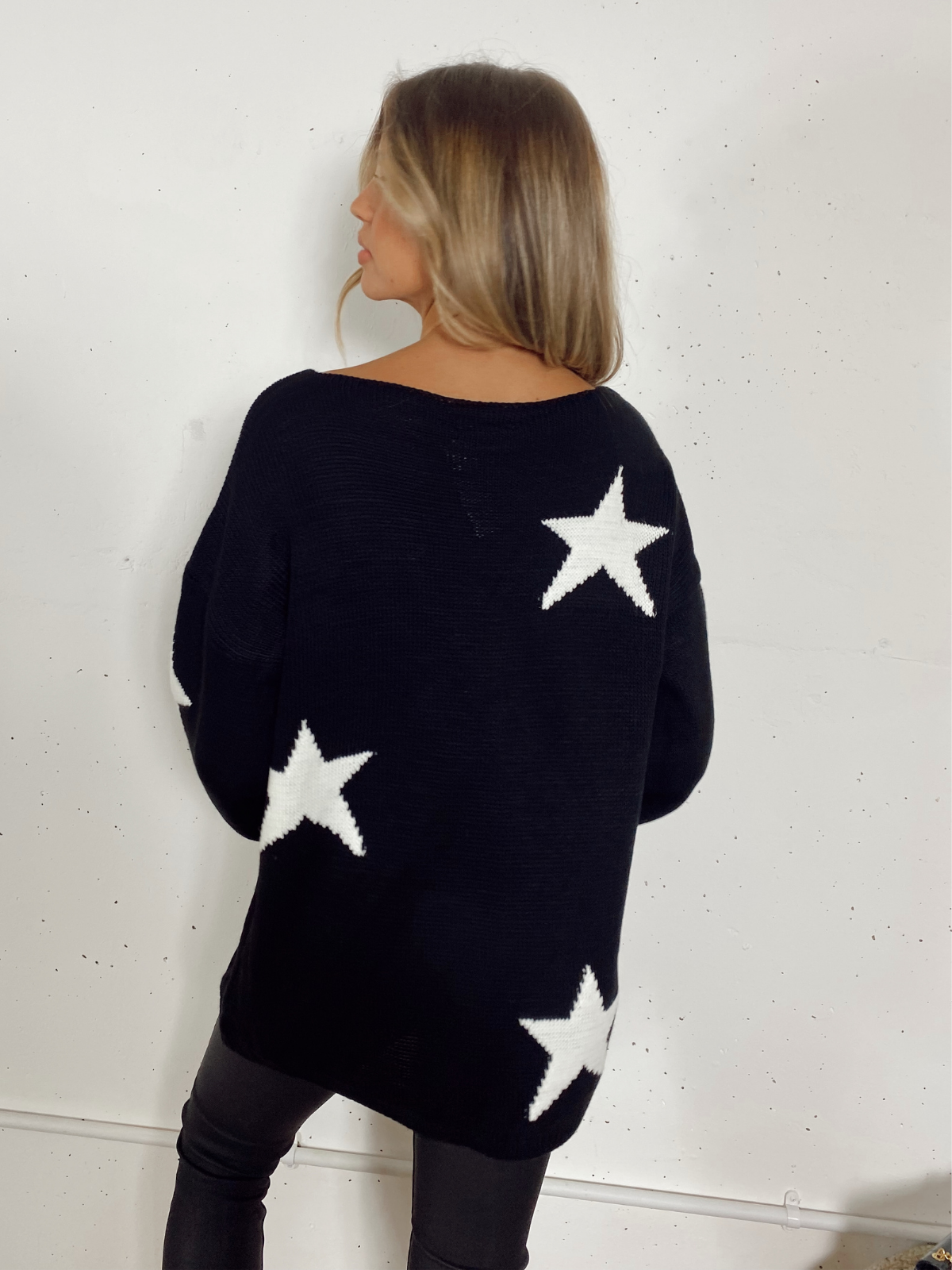 Sofia Star Knit Jumper / Black And White