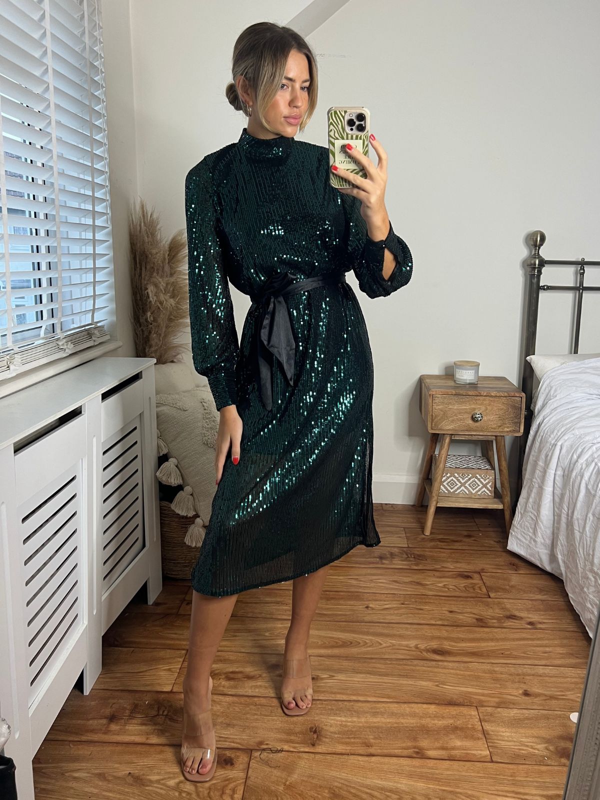 green sequin midi dress Anissa-Backless in Sequin ILA Official its almost like the Green Sequin Tie Waist Midi Dress was made just for you Thats So Fetch | Dura