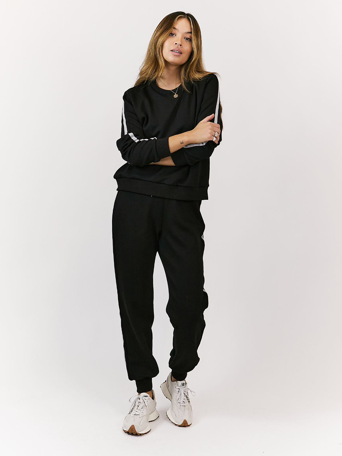 Black Joggers with White Stripe