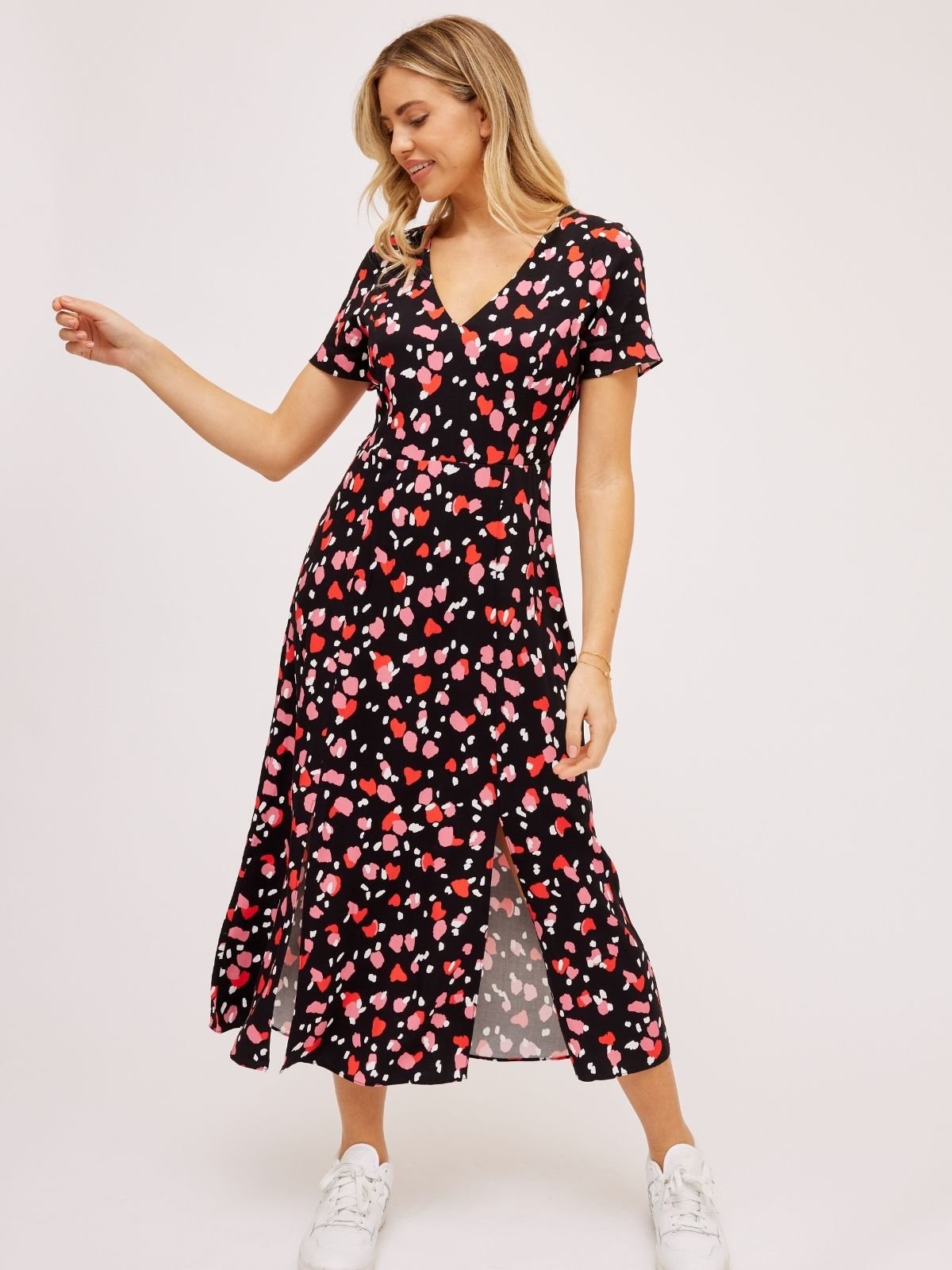 heart print midi dress Petal and Pup Women's Floret Midi Dress