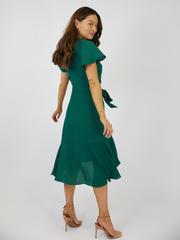 Green Wrap Midi Dress | Faith Dress – Style Cheat