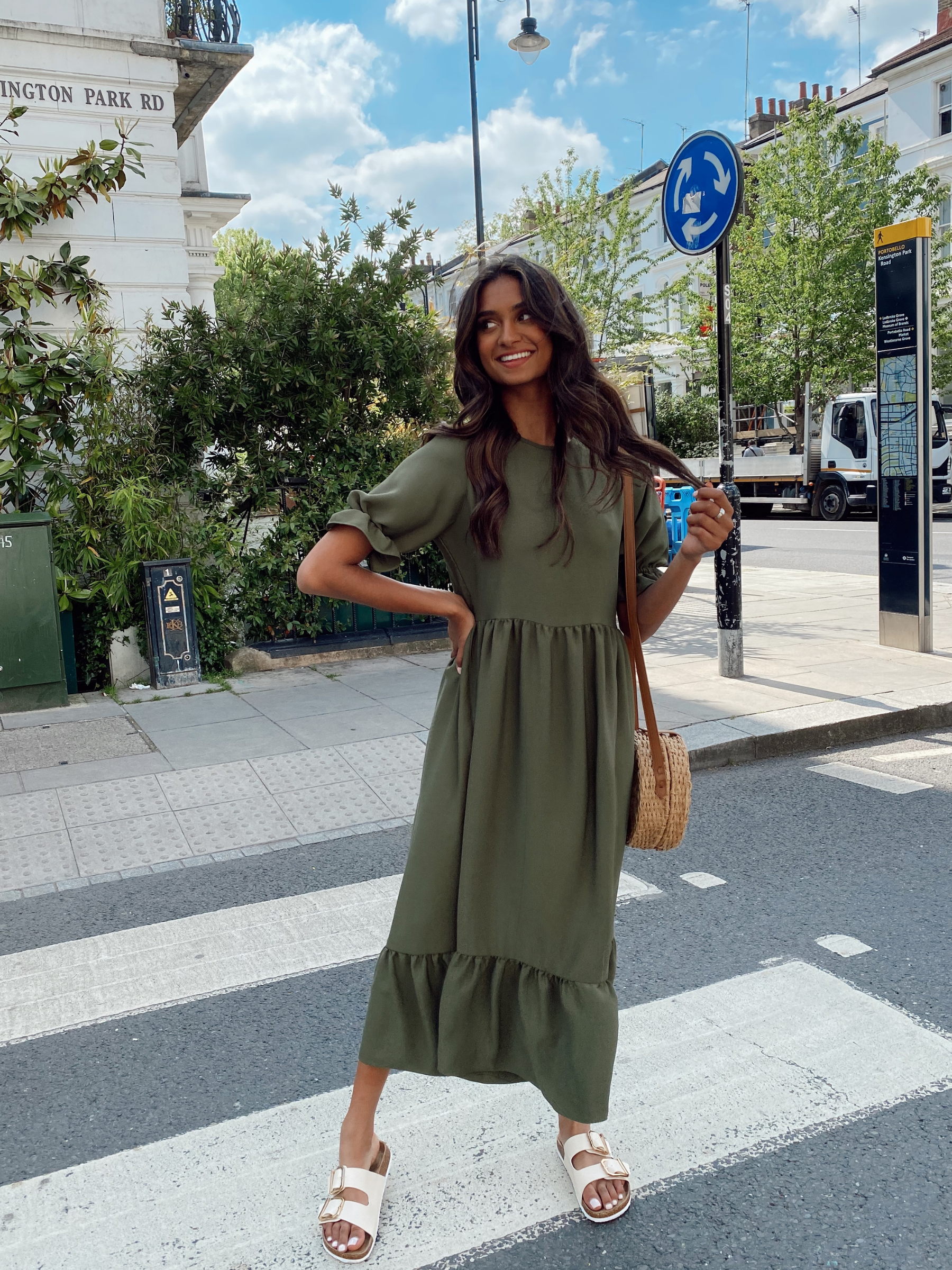 Tiered midi dress sales