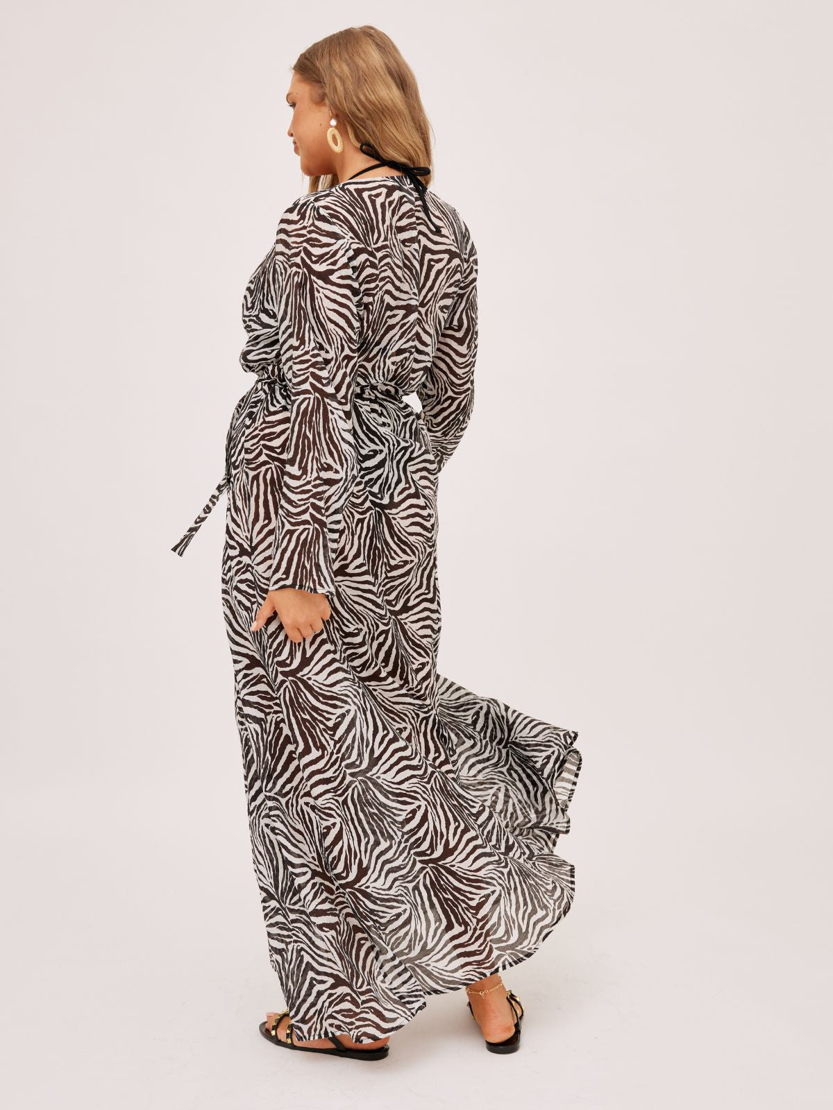 Maggie Sheer Maxi Beach Dress / Zebra