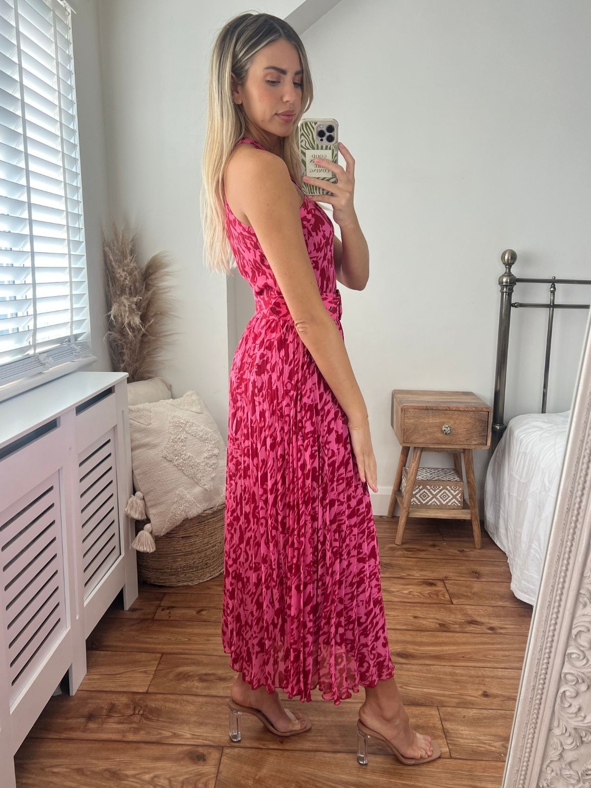 pink animal dress Pink Leopard Print Midi Dress for Women, Oversized Boho Cotton Maxi Dress, Bold Animal Print Loose Fit Outfit