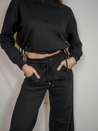 Black Cropped Sweatshirt | Kylie Black Cropped Tie Sweatshirt
