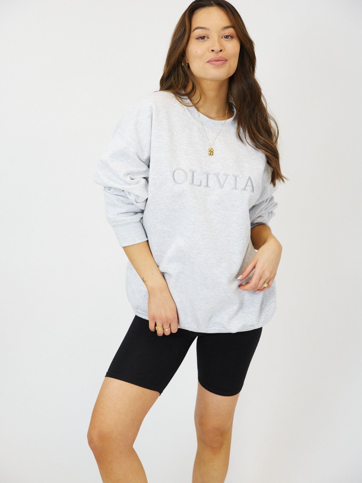 Pia Personalised Grey Round Neck Sweater