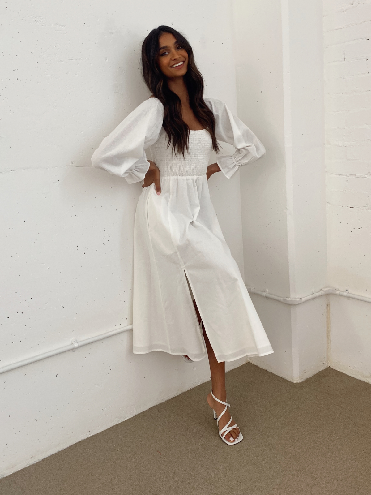 White top sundress midi