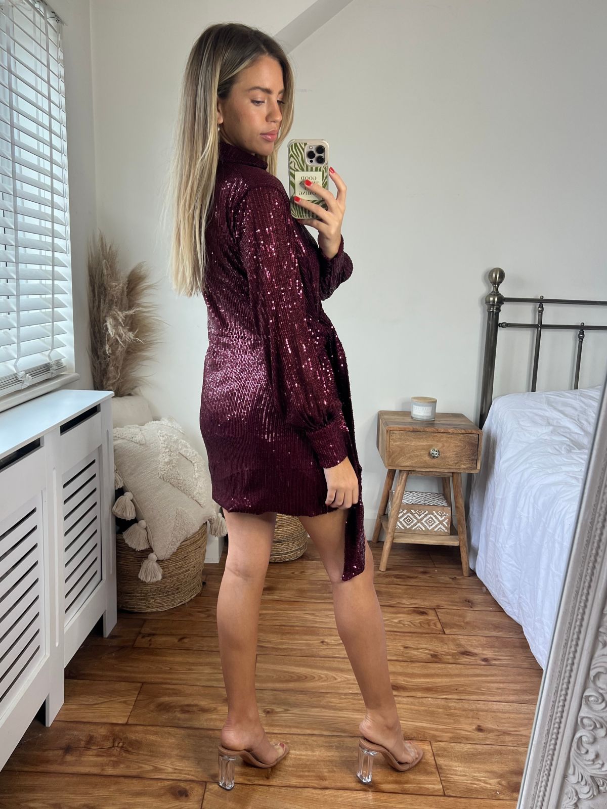 Aimee Balloon Sleeve Shirt Dress / Mulberry