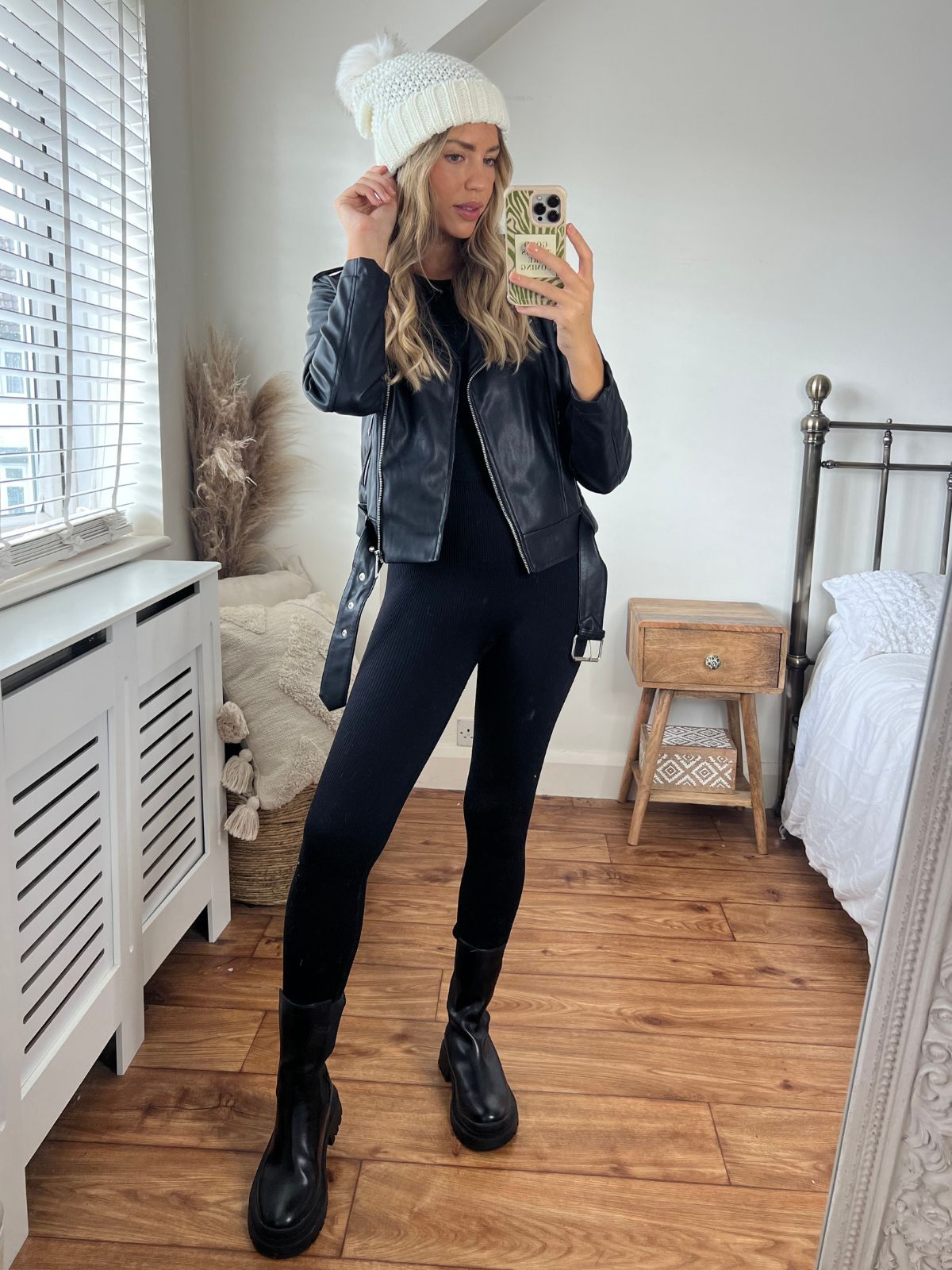 Black Faux Leather Biker Jacket