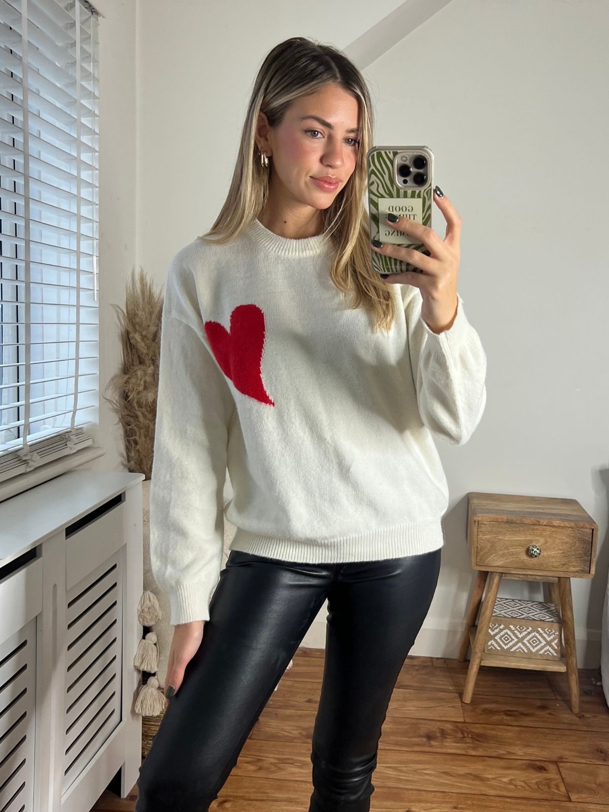 Amora Knitted Love Heart Jumper / Cream