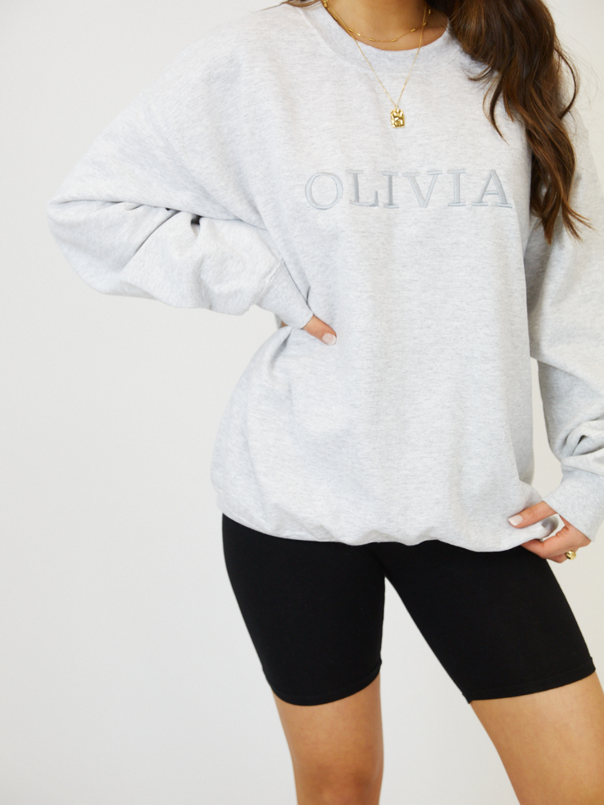 Pia Personalised Grey Round Neck Sweater